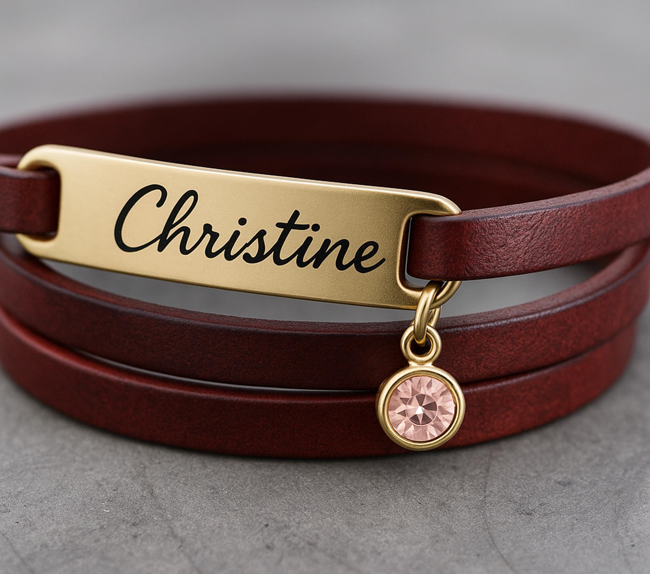 Halsband Personalisiert Damen – Lederkette mit Gravur | Halskette mit Namen, Choker Kette mit Geburtsstein Anhänger | Kropfband Braun | Geschenke aus Leder für Frauen | Geschenk beste Freundin Schmuck