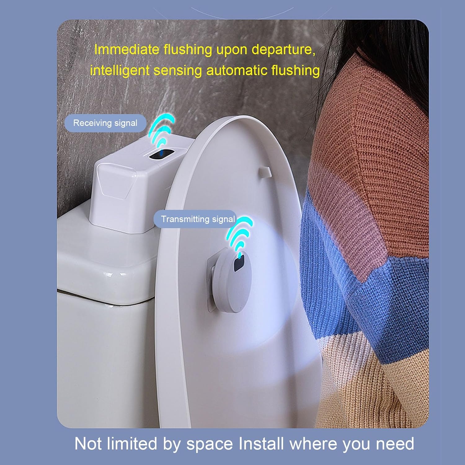 Automatic Toilet Flushers, Upgraded Touchless Flush Kit, Handsfree External Infrared Sensor Home Flushing, Waterproofing Flushers for Toilets for Home and Public Use