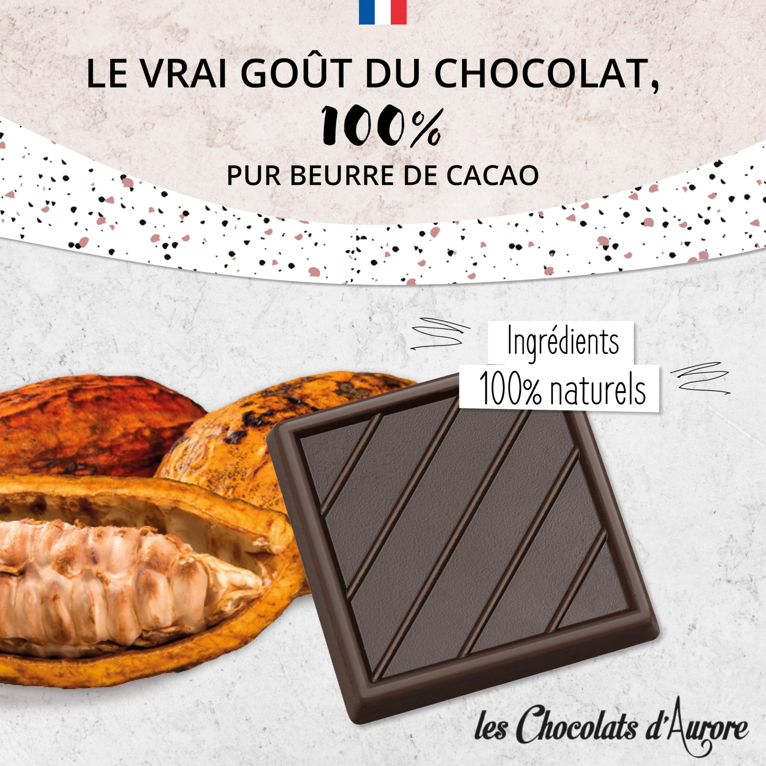 Coffret de Chocolats - Boîte de 70 Carrés de Chocolat Individuels Noir 70% à Déguster ou Offrir - 100% Pur Beurre de Cacao - Fabriqué en France - 350 Gr