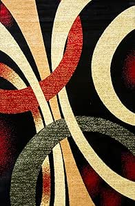Amazon.com: Msrugs Area Rugs, 8x10 Frize Collection Modern Black Red ...