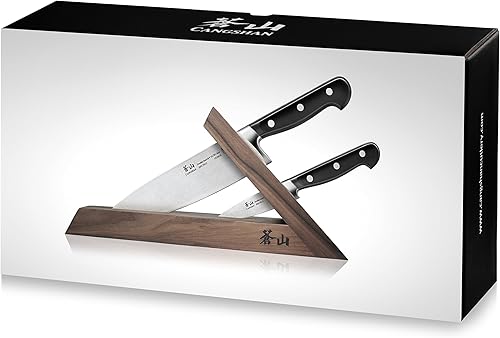 Miniatura 9 de Cangshan TV2 Series 1021585 Sueco 14C28N - Juego de cuchillos TAI de 3 piezas forjado de acero, nogal