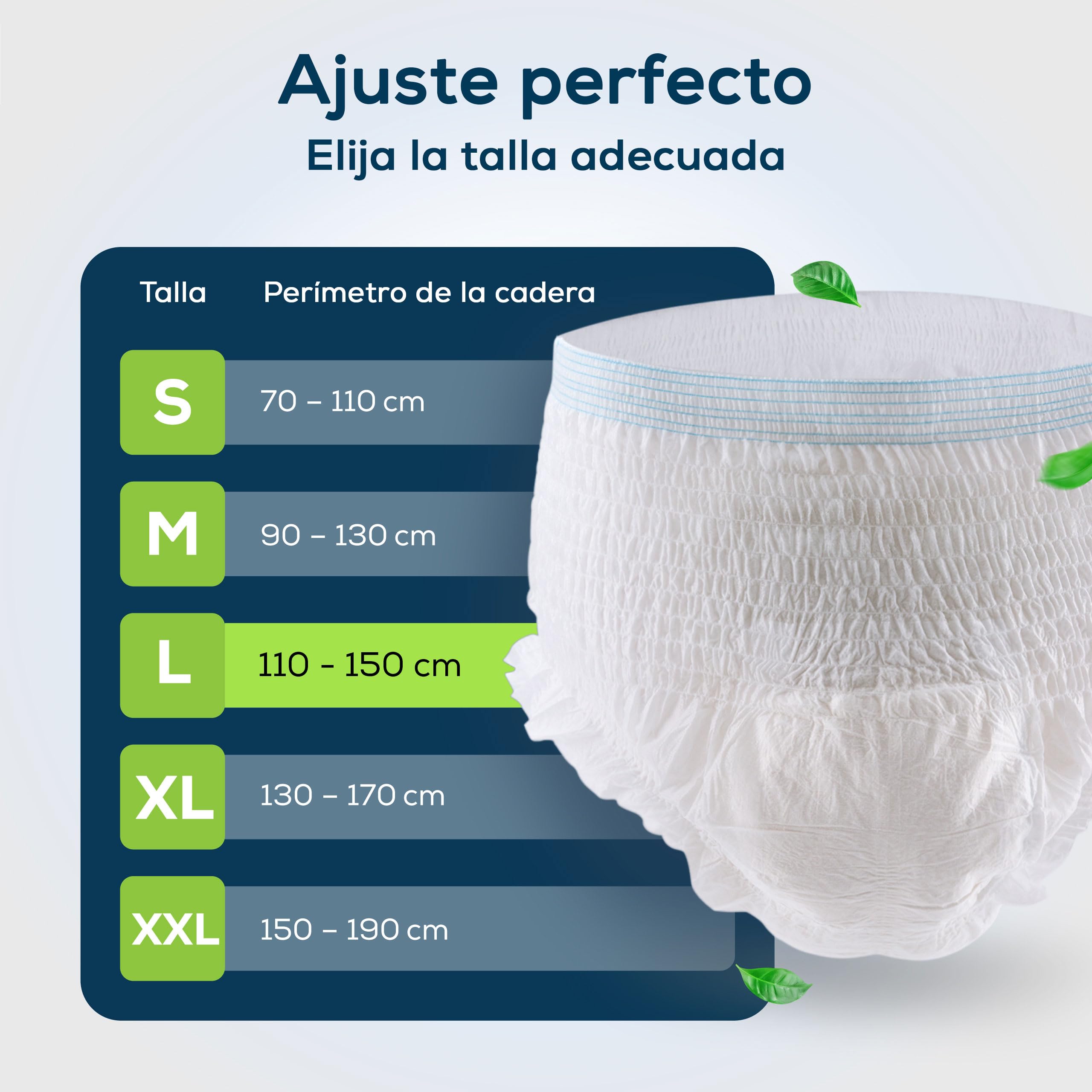 Pantalones Incontinencia para Adultos Hombre Mujer - Ropa Interior Protector Perdidas Vejiga Débil - Pañales Desechables 22 unidades Blanco Talla Grande