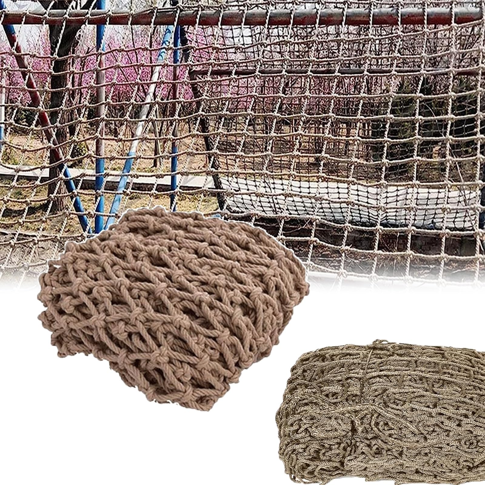 Lwjsocp Brown 16X20ft Climbing Rope Net - Playground Safety Net, 1Cm Diameter, Sturdy Climbing Equipment For Kids Outdoor Fun, Ideal For Playgrounds And Backyard Adventures