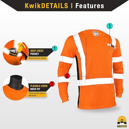 Miniatura 4 de KwikSafety - Charlotte, NC - Camisas de seguridad de manga larga para operador cinta reflectante sólida Clase 3 ANSI probado OSHA