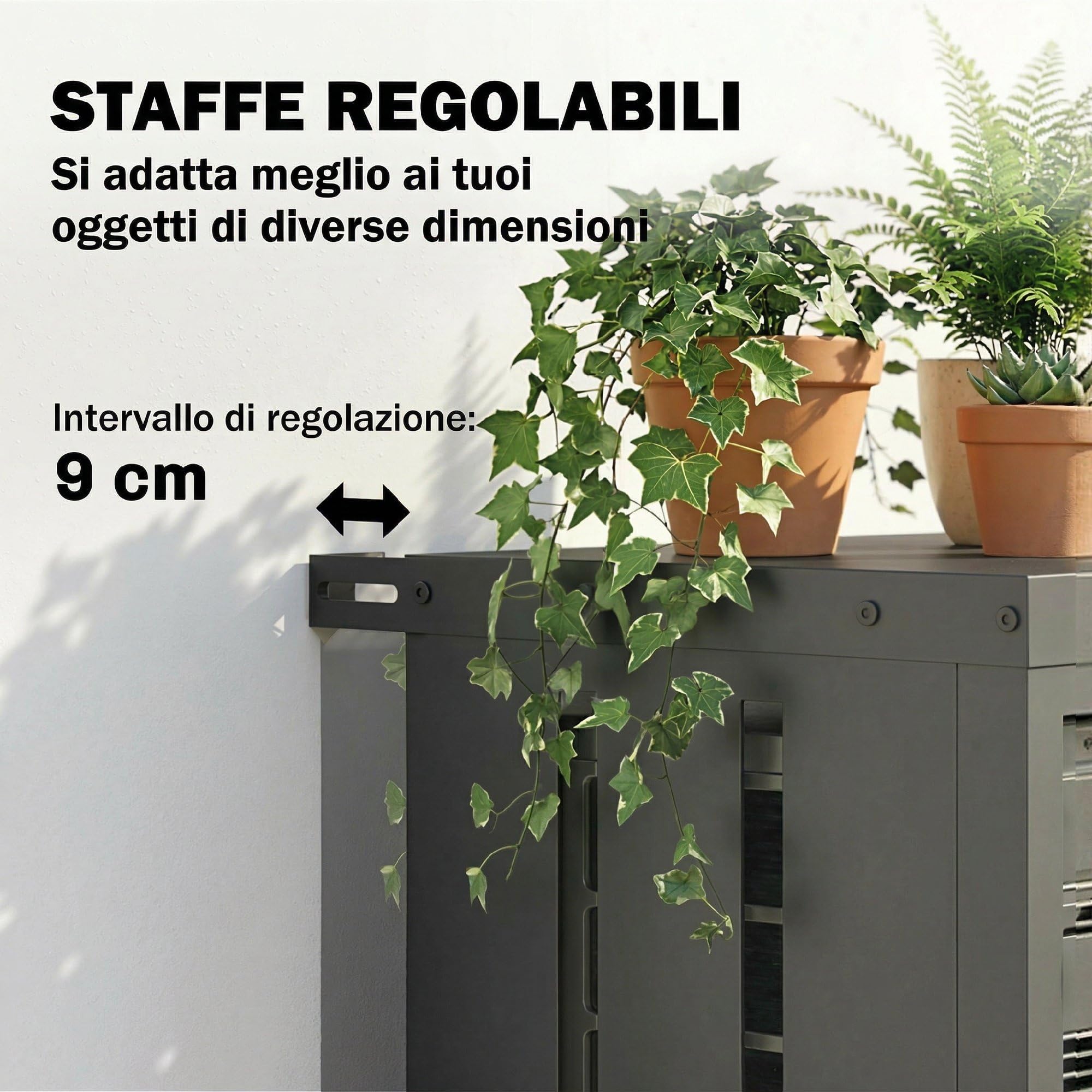 Outsunny Copertura per Condizionatore Esterno, Copri Condizionatore da Esterno in Acciaio Zincato, Recinzione con Doghe per Giardino, Grigio Scuro