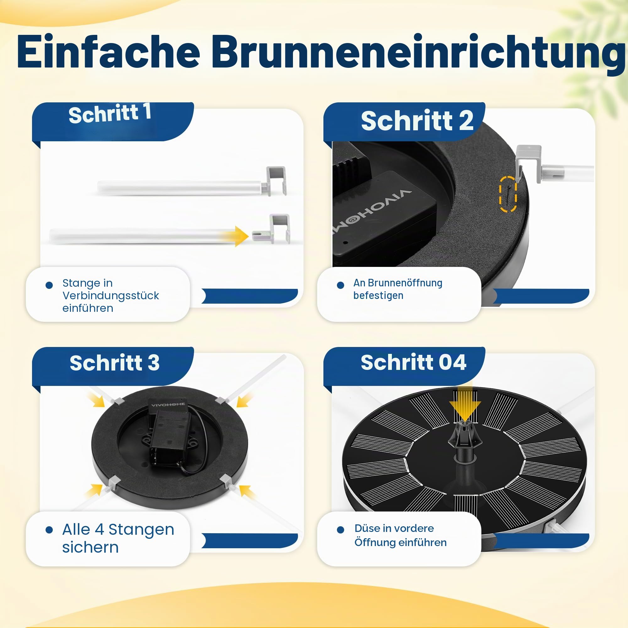 VIVOHOME Vogeltränke mit Solarbrunnen 2 in 1 Antike Vogelbad für Draußen Garten Vogelbecken Futter Schüssel für Wildvögel Wassertränke