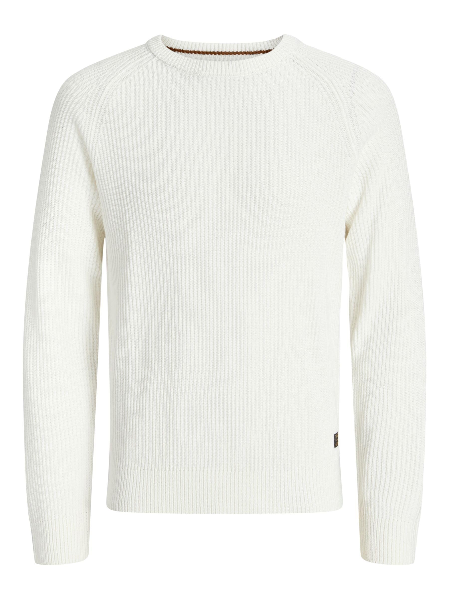 JACK & JONES Men's Jjpannel Knit Crew Neck Aw25, Cloud Dancer, L