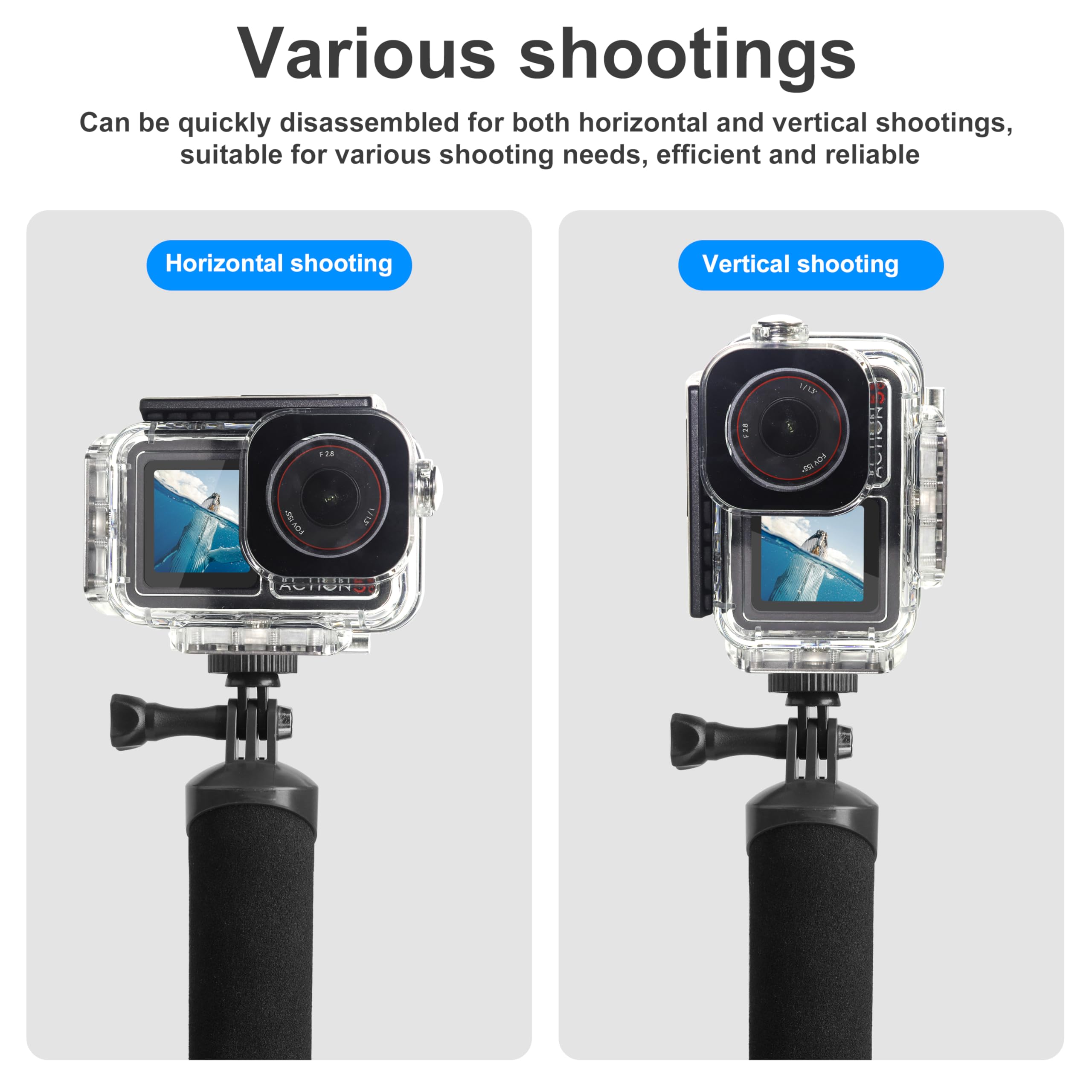 FitStill Funda impermeable subacuática de 60 m con interfaz magnética de liberación rápida compatible con DJI Osmo Action 5 Pro, 4, 3