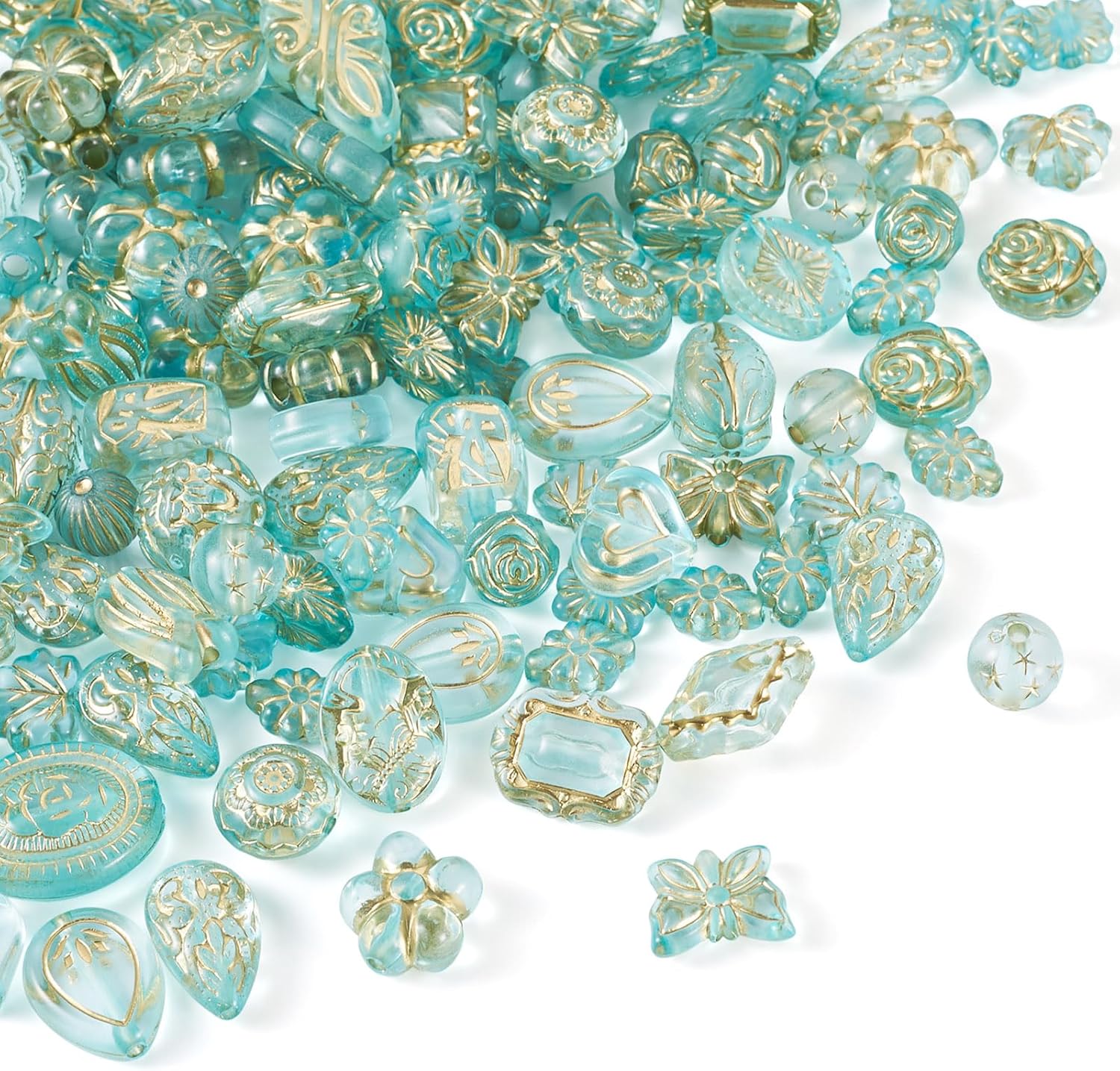 90Pcs Assorted Acrylic Beads Random Flower Heart Bow Round Kandi Beads Light Green Loose Spacer Beads for DIY Crafts Friendship Bracelets Earring Jewelry Making Supplies - Image 7