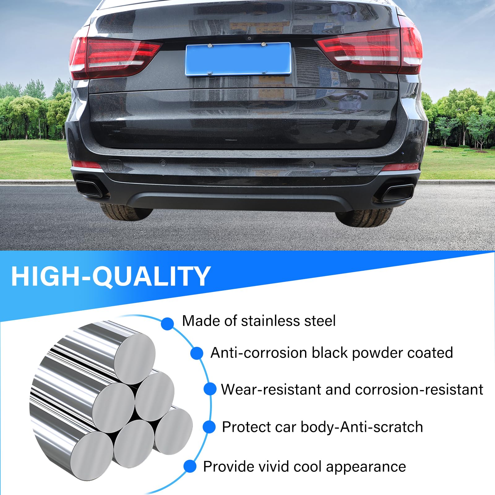 Für X5 F15 2014-2018 X6 F16 2015-2019 Edelstahl Schalldämpfer Auspuffrohr Throat Tail Cover Trim (Schwarz (Regular Version))