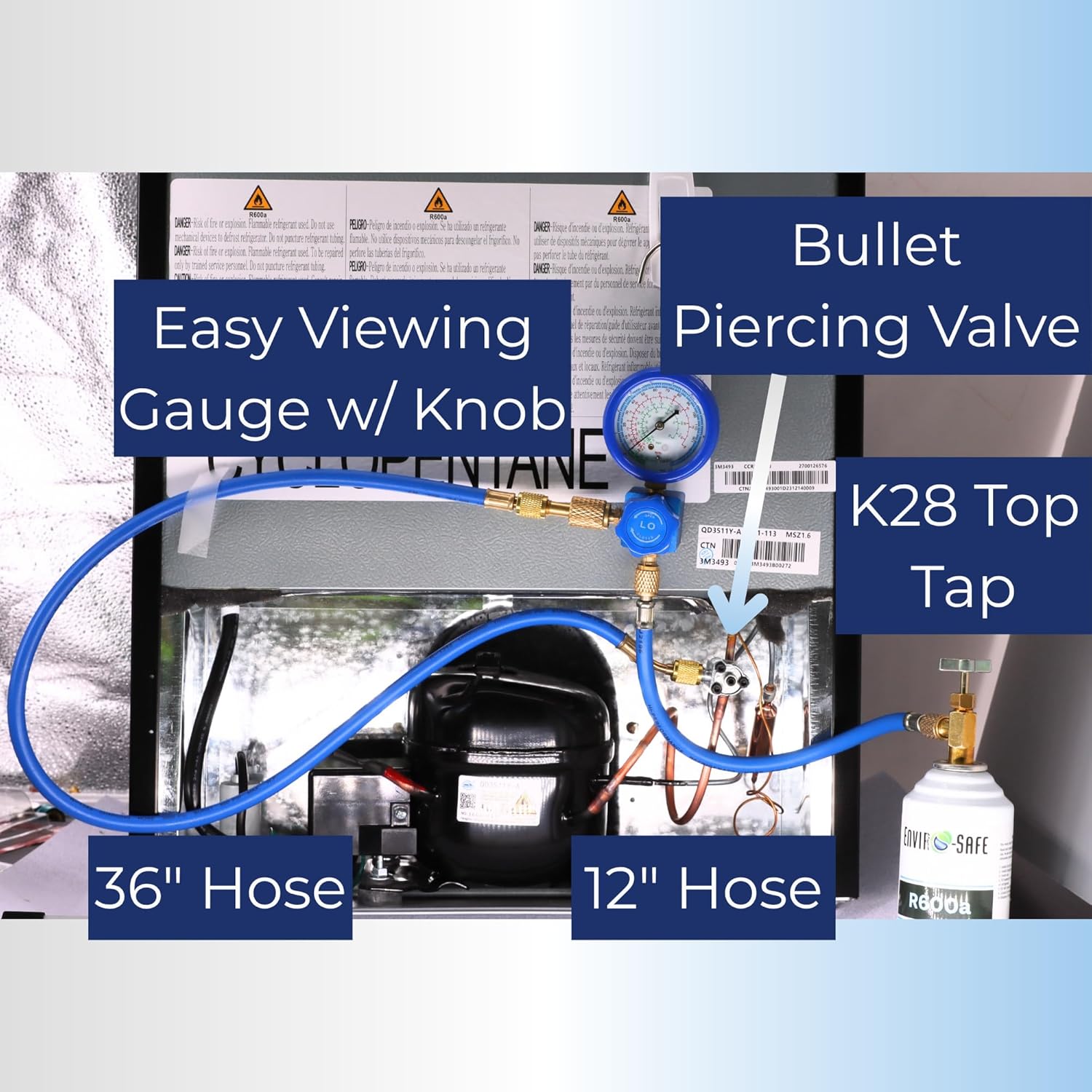 R600a Refrigerant - 6oz Upright Self Sealing Style Top for HVAC & Refrigeration Use | 99.7% Purity | EPA Approved Hydrocarbon (3 Cans and Recharge Kit)
