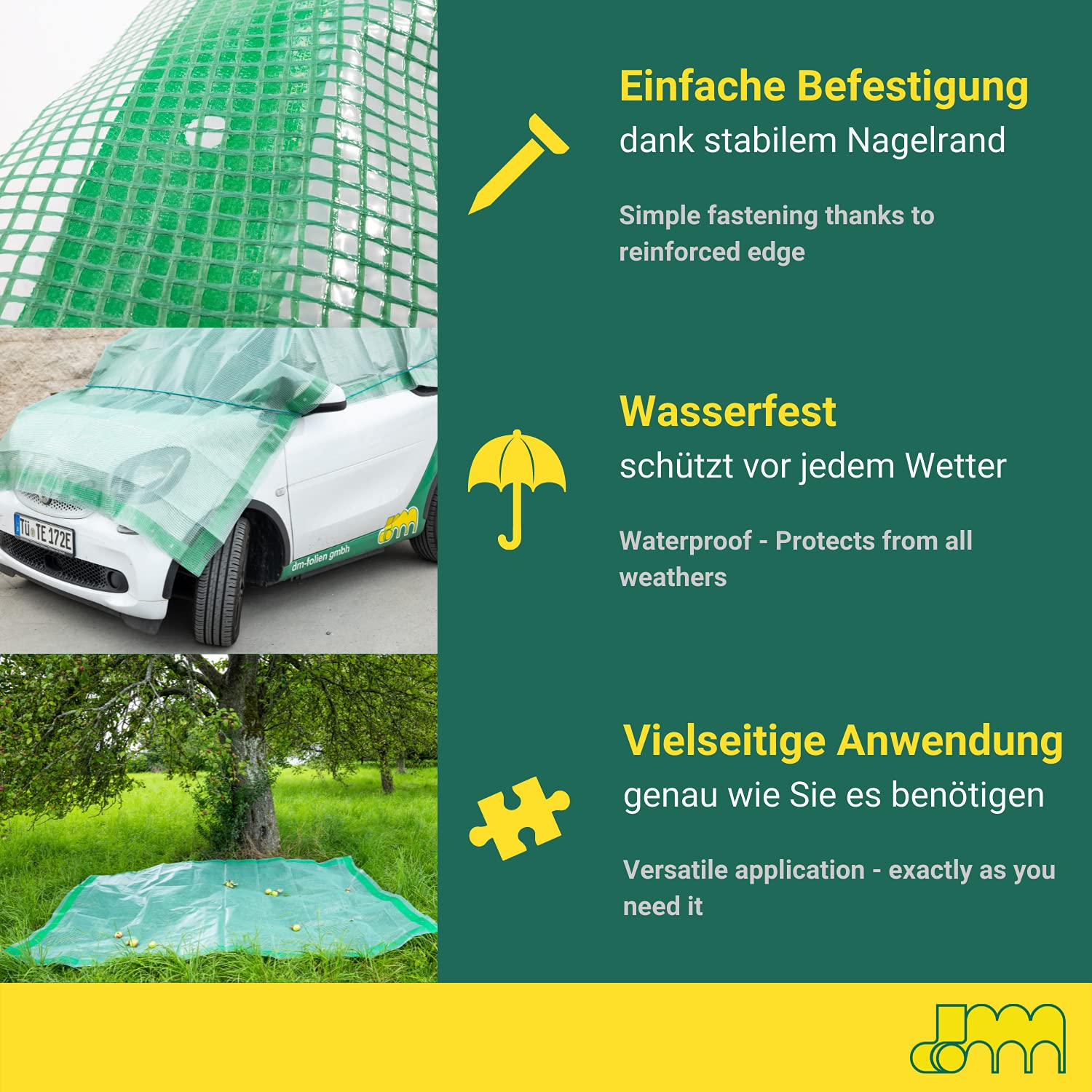 Telo In Pellicola A Griglia 4x5m 250g/m² - Antistrappo, Trasparente, Con Bordo Per Chiodi, Resistente Ai Raggi UV