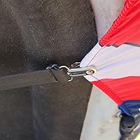 Vista 5 de [Banderas de capucha] Juego de 2 cierres elásticos triangulares resistentes para capó – Clips de metal con cuerda elástica para capó de coche