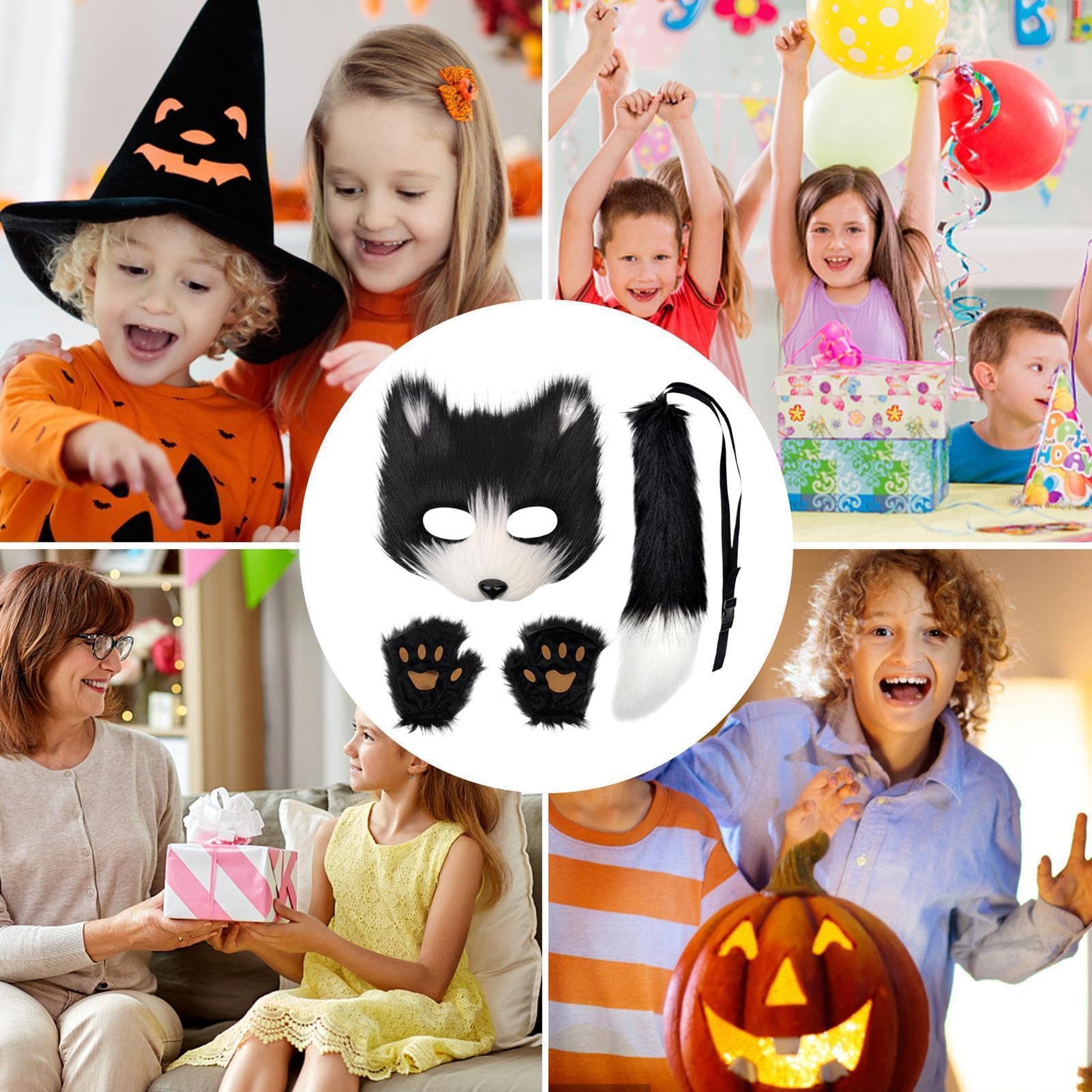 Generico Copri viso e coda di, costume da per bambini Vestirsi realistico e