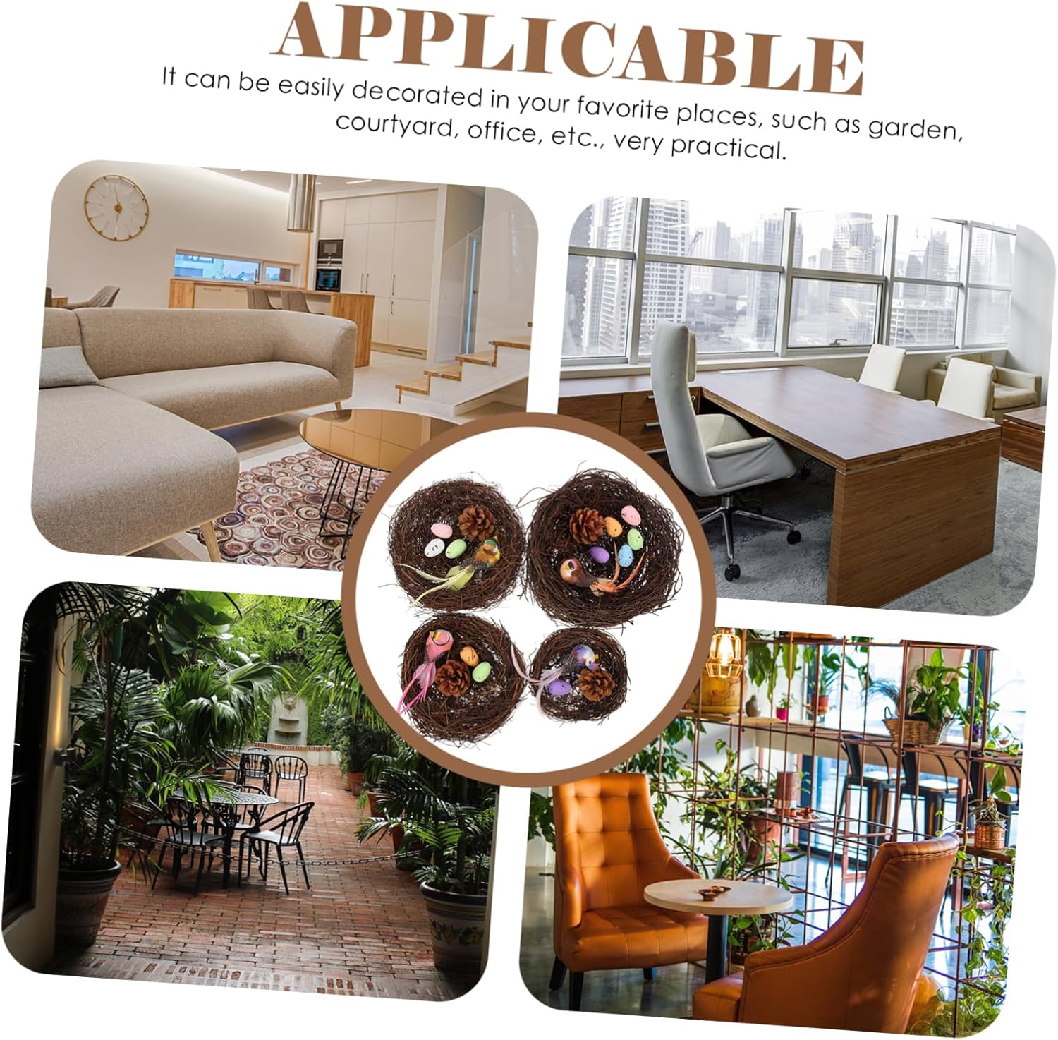 ABOOFAN 8 Sets Bird Nest Decoration of Realistic Simulation Nests with Eggs Birds for Garden Decor Festival Photography Props Unique Present