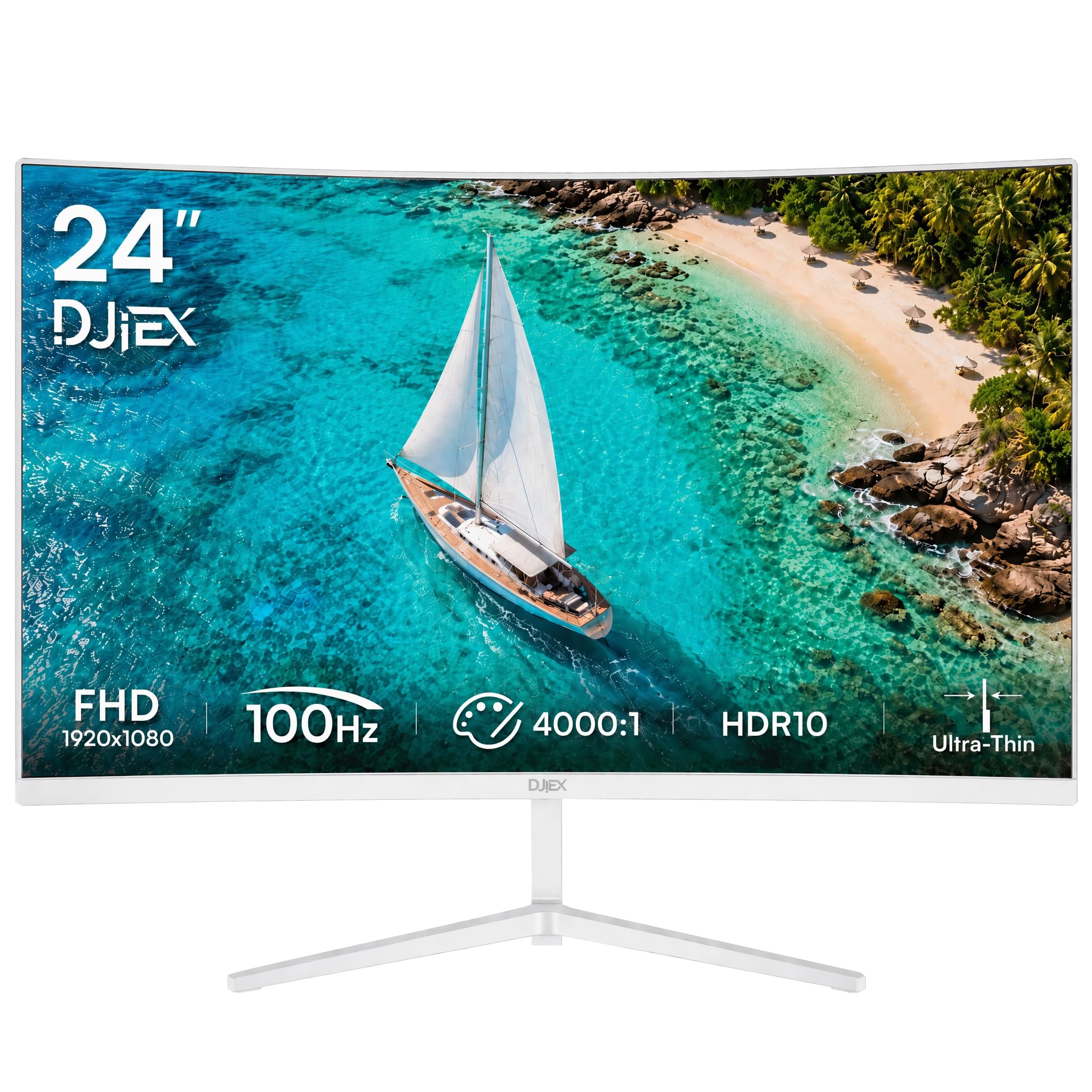 Amazon.co.jp: DJiEX 24インチカーブホワイトモニター FHD 1080P 100Hz