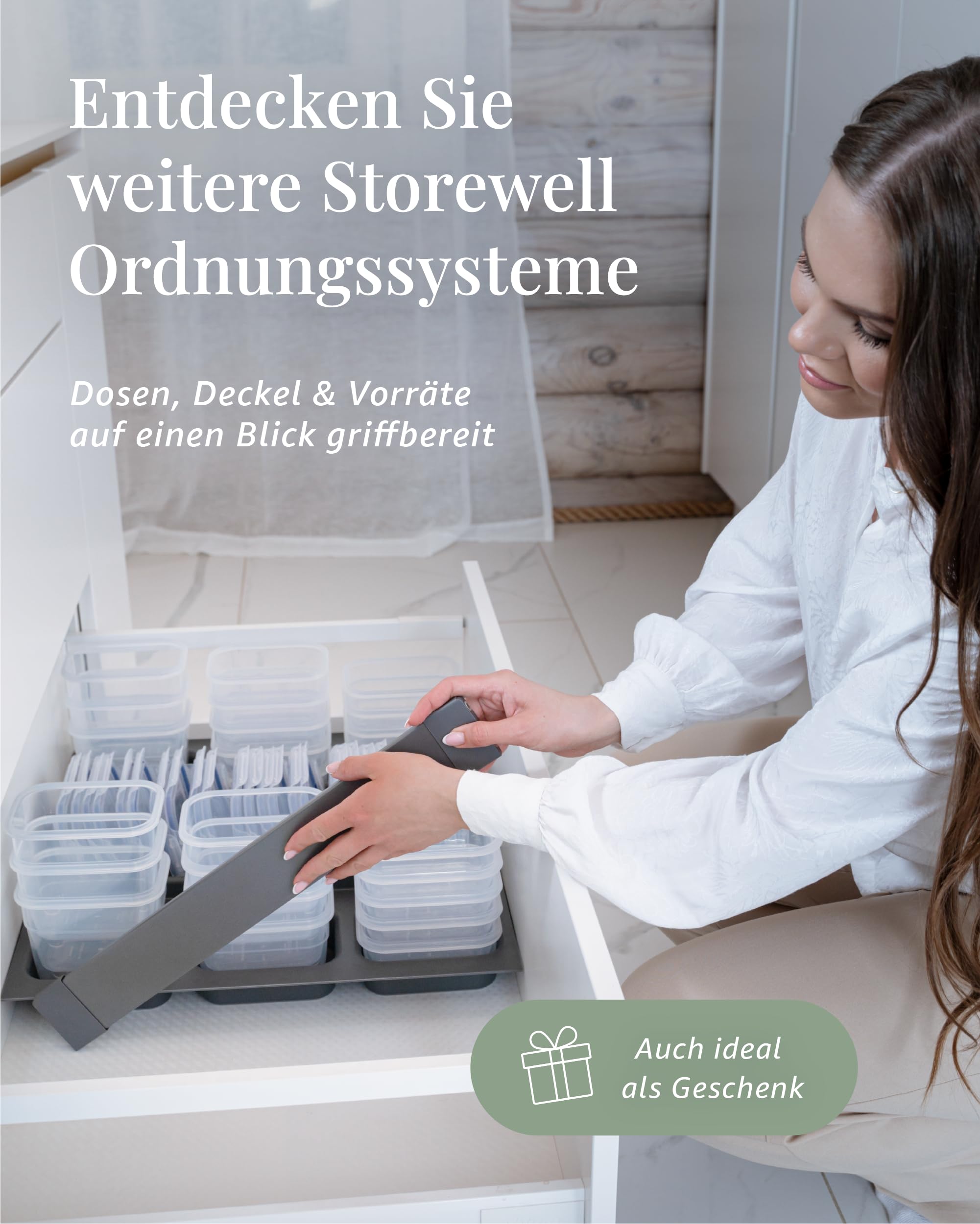 Nest24 Küchen Organizer Set – 24 LocknLock-Vorratsdosen luftdicht mit Deckel, stapelbare Aufbewahrungsboxen für Lebensmittel, Schubladen-Ordnungssystem Küche & Küchenschrank