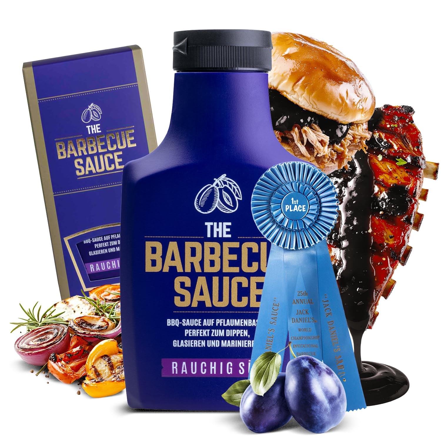 THE BARBECUE SAUCE "RAUCHIG SÜß" | BBQ Sauce auf Pflaumenbasis | Fruchtig rauchige Grillsauce | Nr 1. World Champion BBQ Soße | Perfekt als Dip, Glasur & Marinade | GELD-ZURÜCK GARANTIE | 390g