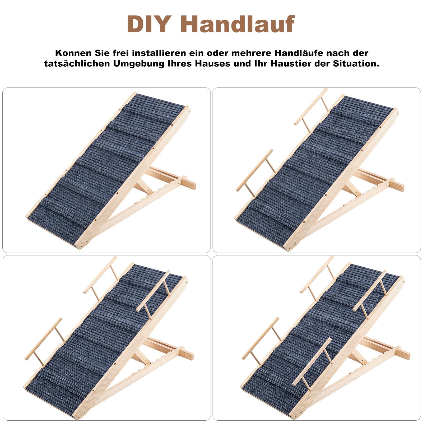 Hunderampe Klappbare Hunderampe aus Holz HöHenverstellbar 30-60cm rutschfeste Haustiertreppe Für Hunde Und Katzen Hunderampe Klappbar HöHenverstellbare Haustiertreppe rutschfeste Rampe