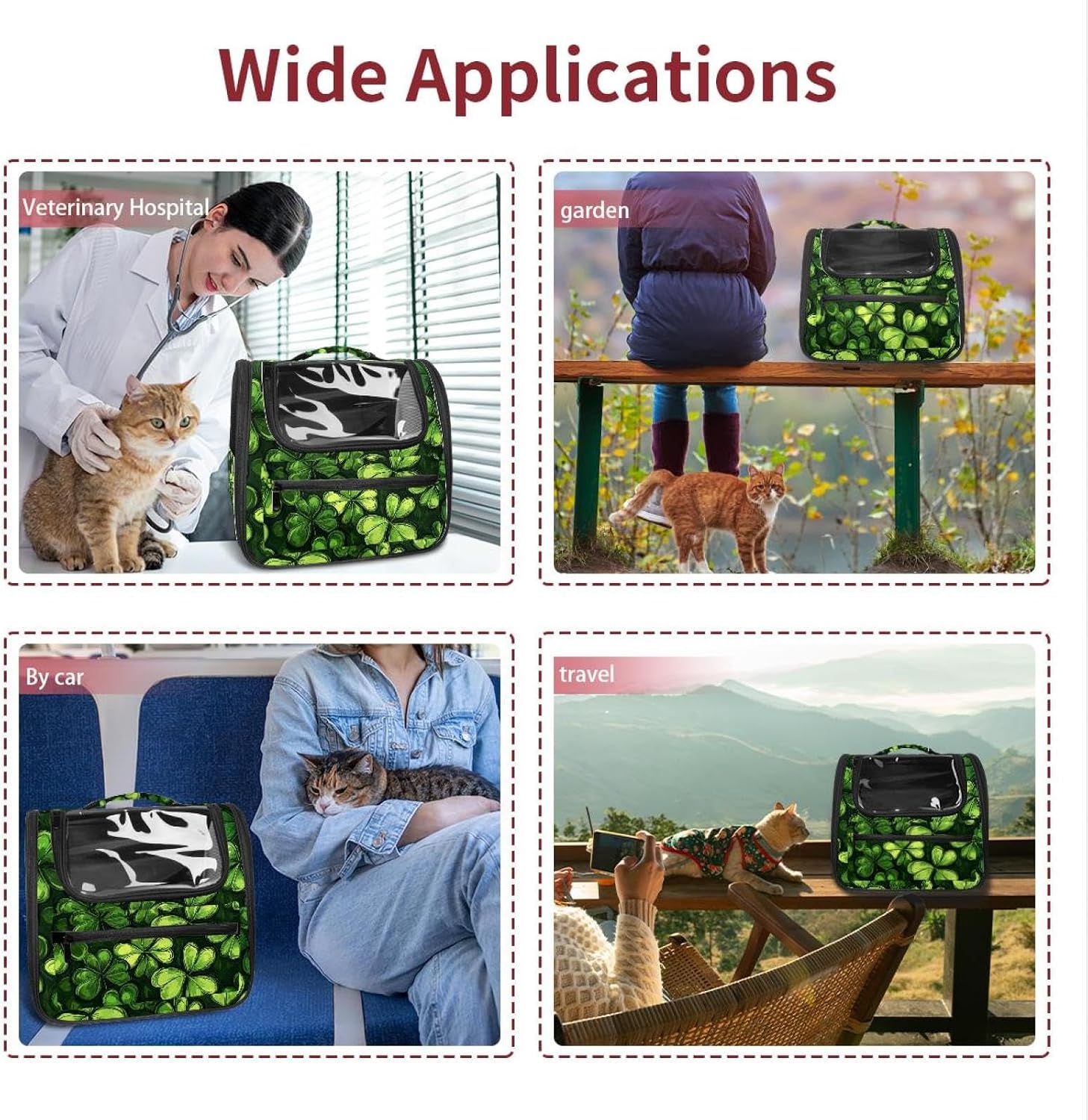 Clover Leaf (2) Pet Carrier Airline Approved Soft Sided Portable Cozy Travel Pet Bag, Car Seat Safe Carrier for Cats and Dogs