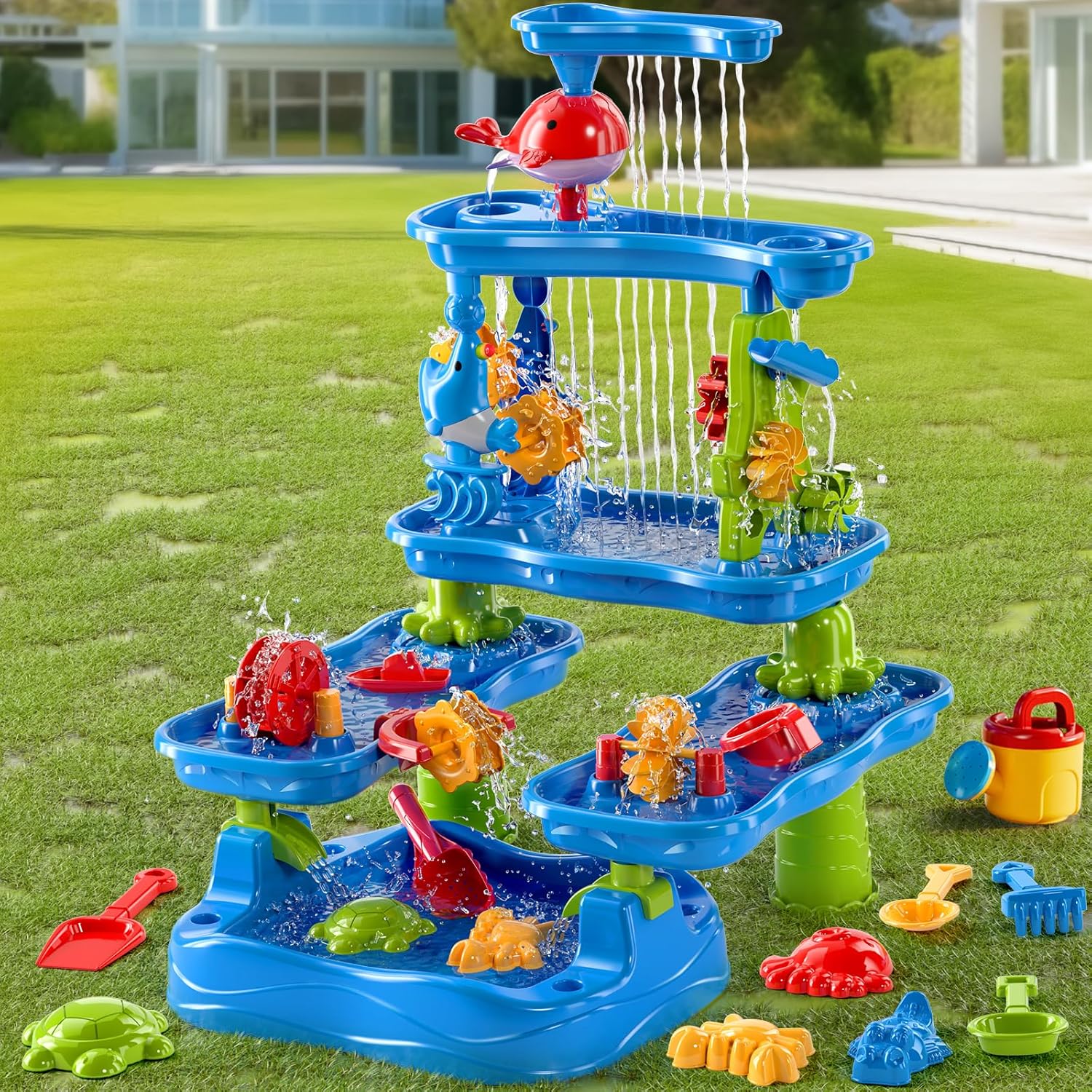 Water Table for Kids 3 4 5 6 7 8 Year Old - Water Table with Pond, Sensory Activity Playset, Sand Toys, Summer Outdoor Toys for Toddlers 3-5, Birthday Gifts for Boys Girls 3-8