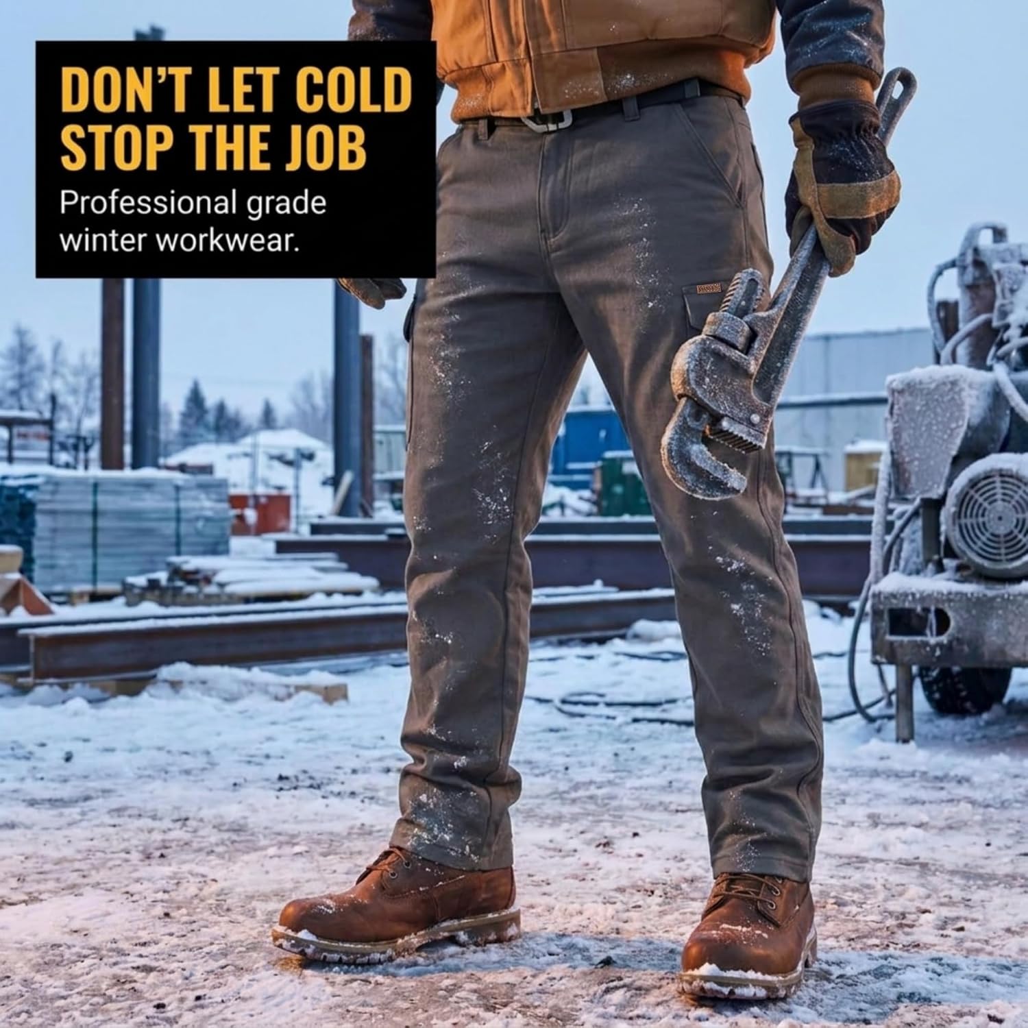 STANLEY Fleece Lined Work Pants for Men with Cargo Pockets, Winter Workwear