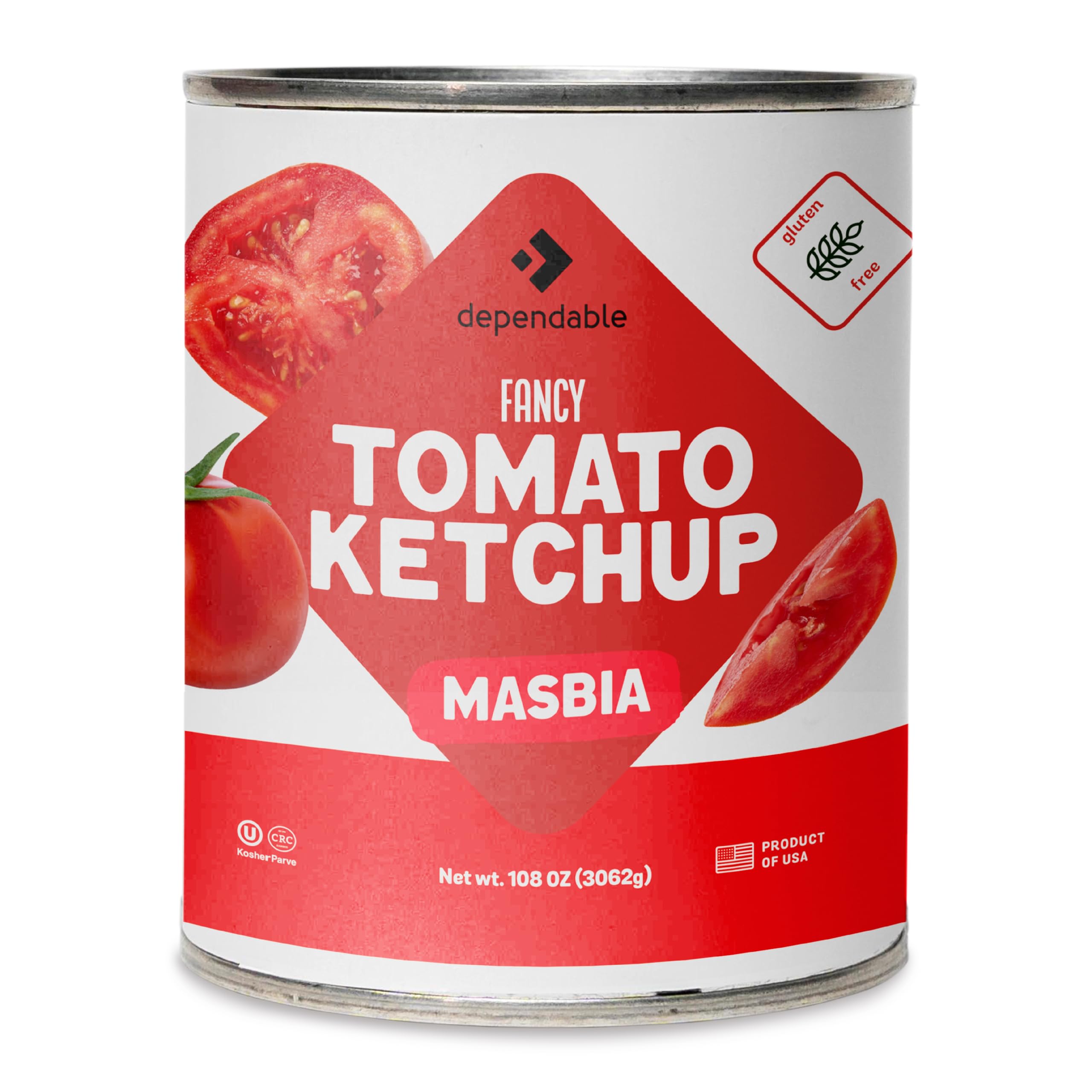 Dependable Foods Tomato Ketchup – 7.188 Lbs., 115oz.- Fancy Tomato Ketchup in Bulk Can – Gluten-Free, Vegan, Kosher