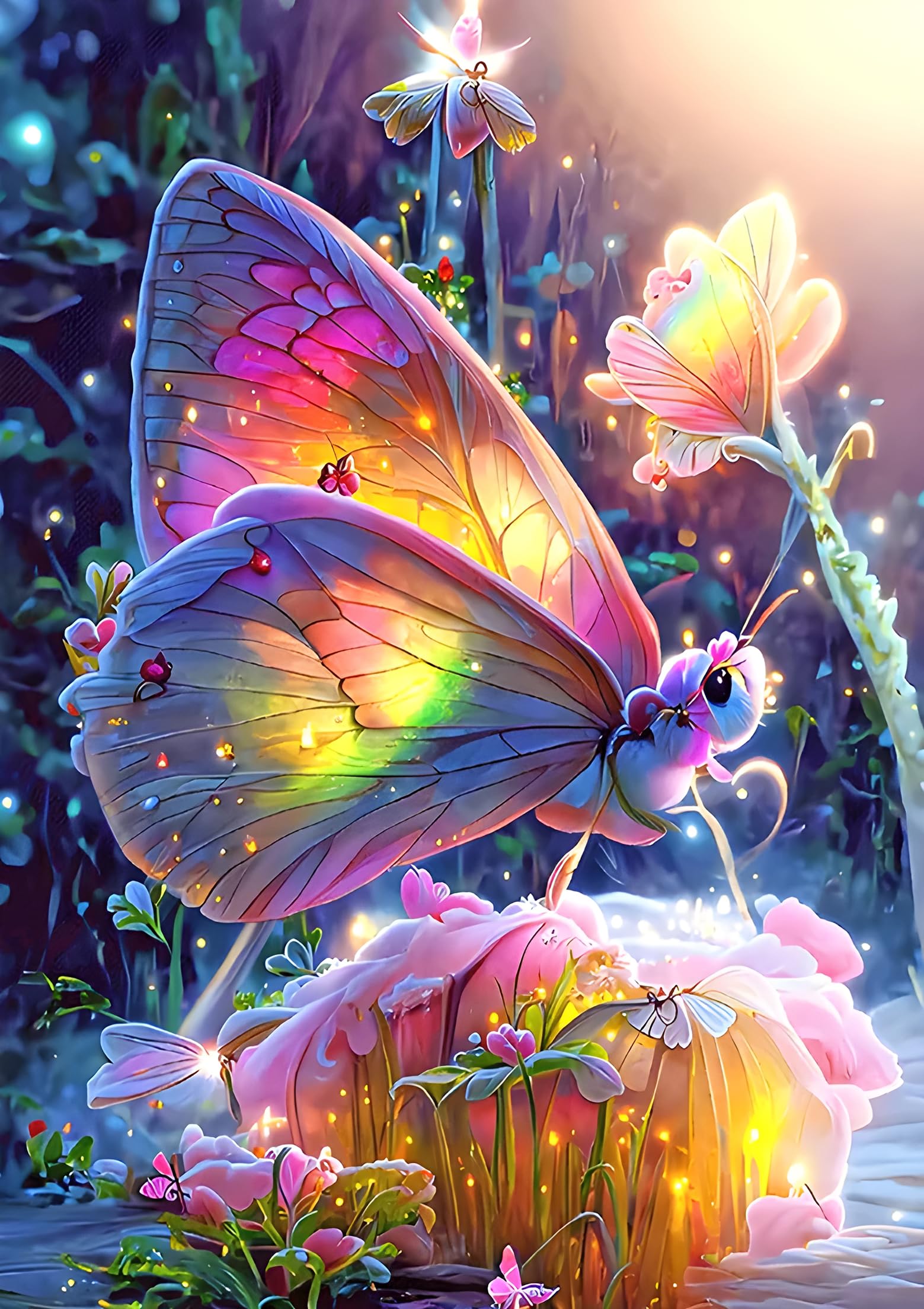 Moooler 5D Diamond Painting Kits for Adults,Full Round Drill Colourful Butterfly Diamond Art DIY Diamond Painting for Beginner Home Wall Decor Birthday Gift11.8X15.7 Inch