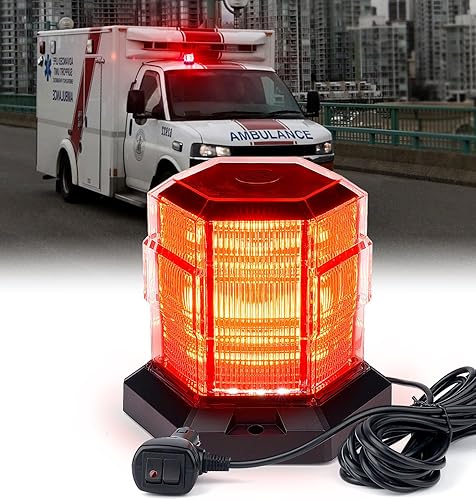 LUMENIX Luz de baliza en la azotea, 72 luces LED intermitentes de seguridad de emergencia con montaje magnéticotornillo para vehículos de aplicación