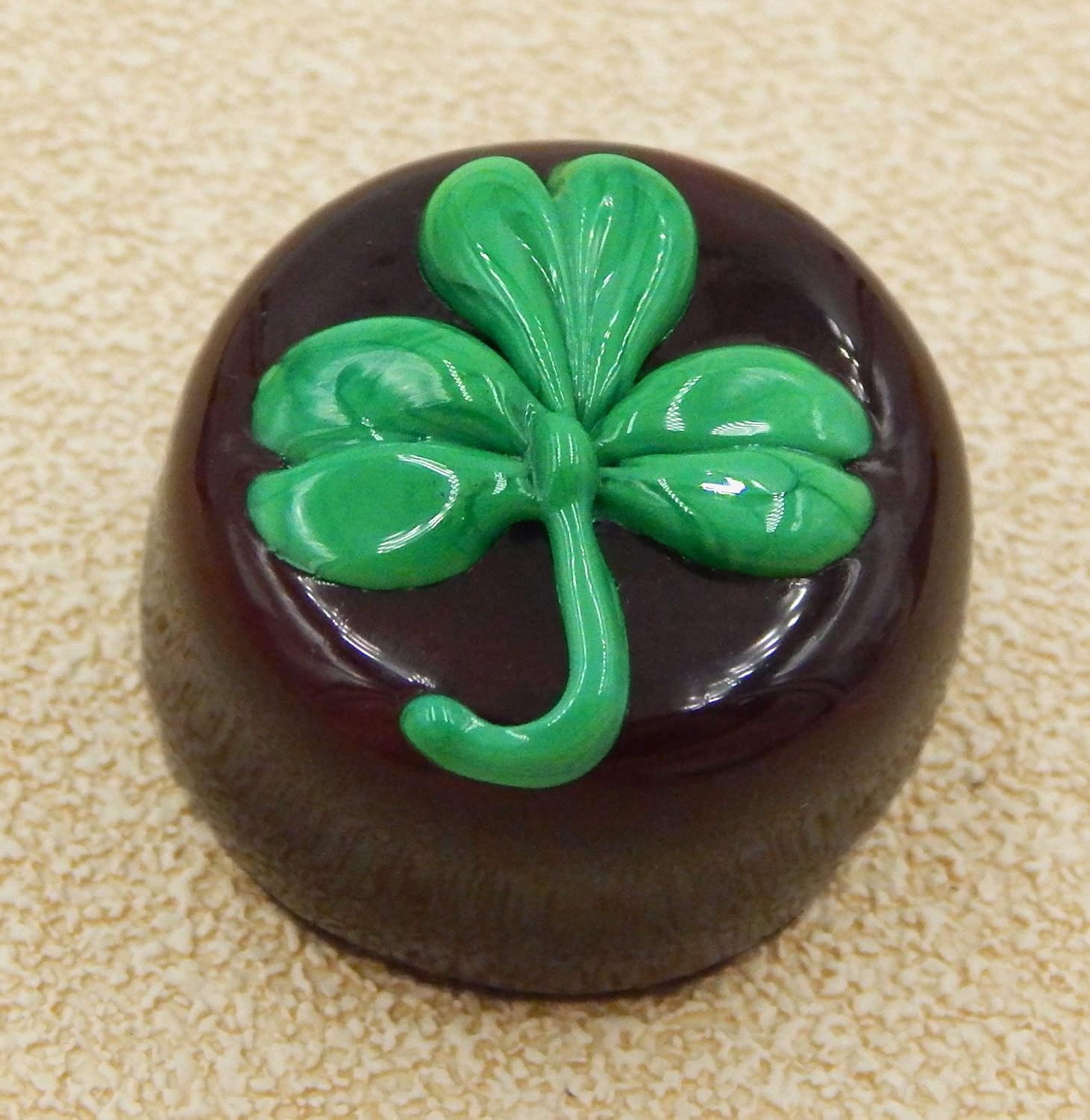 Art Glass St. Patrick's Day Chocolate Shamrock Handmade Sculpture Gift Figurine Home