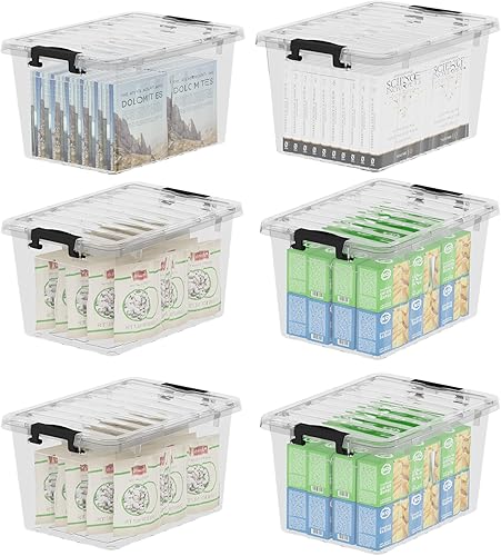 Miniatura 5 de 6 contenedores de almacenamiento de plástico de 18 cuartos de galón, caja de almacenamiento, paquete de 6, contenedor organizador con tapas