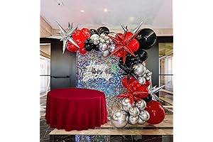 Black and Red Silver Balloon Garland Arch Kit for Prom 2024 Decorations