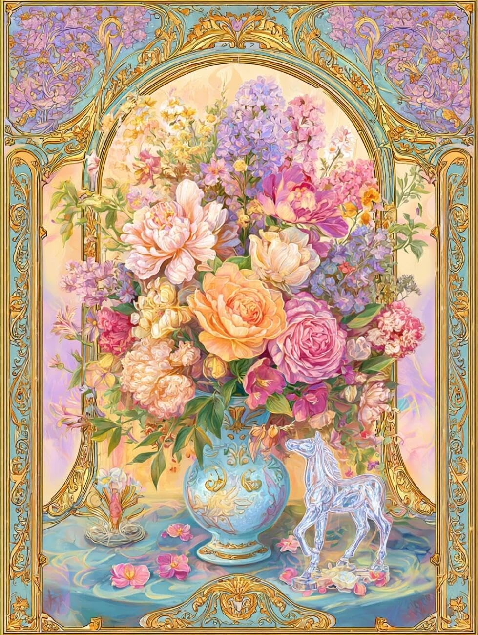 Henypt Cross Stitch Kit Flowers in a vase DIY Arts Aand Craft Kit for Beginners The Elderly with Accessories Handmade DIY/Gifts 14CT 60x80cm