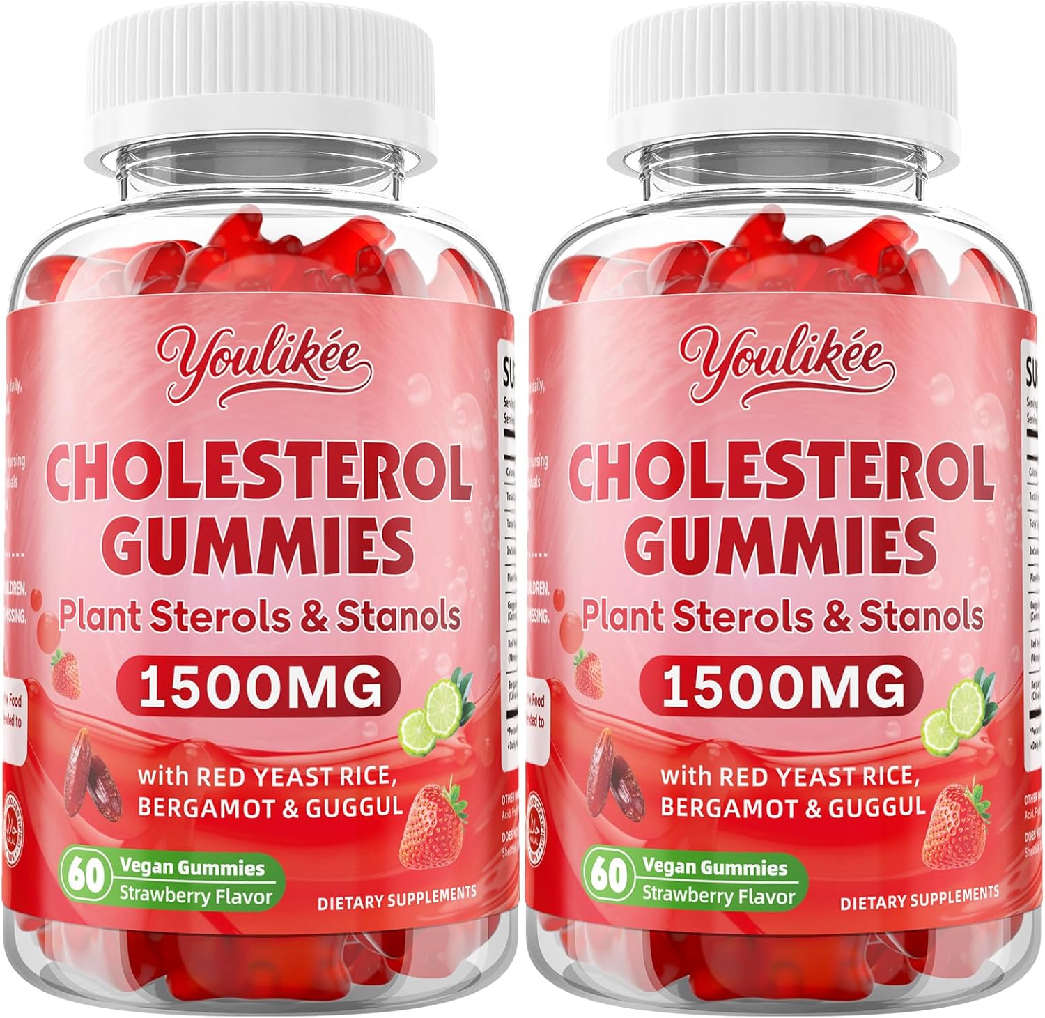 2 Pack Cholesterol Supplements Gummies with Plant Sterols & Stanols, Guggul, Bergamot Orange, Red Yeast Rice, Cholesterol Complex Gummies, Sugar Free, Strawberry Flavor, 120 Count - Image 9