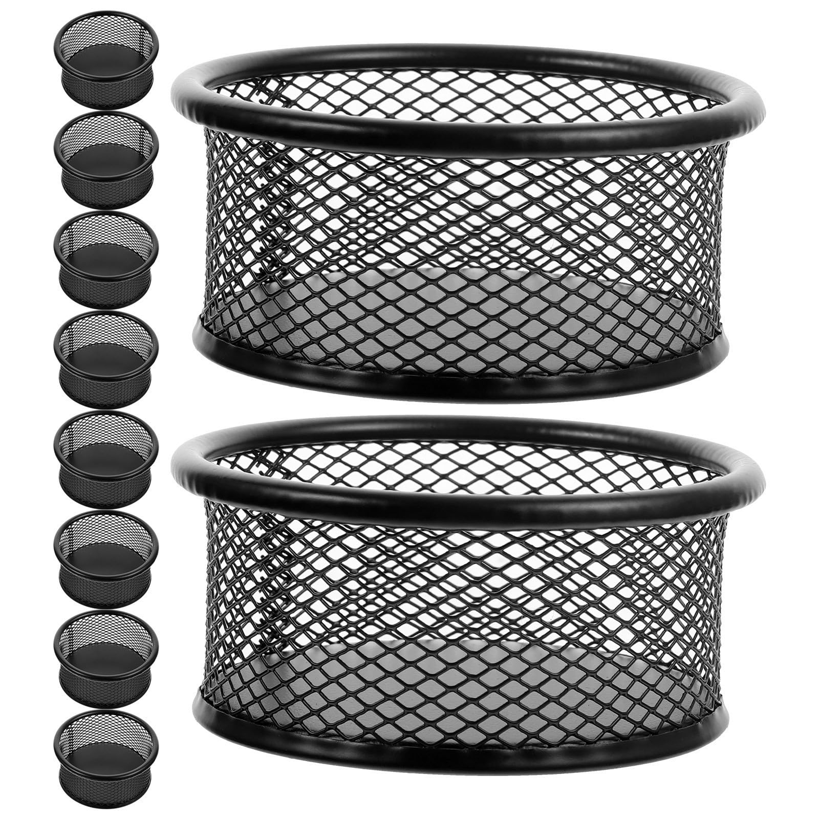Anneome 12 Piezas Contenedor de Malla para Clips de Papel en Hierro Negro, Diseño Simple y Elegante, Organizador Funcional para Oficina y Escritorio