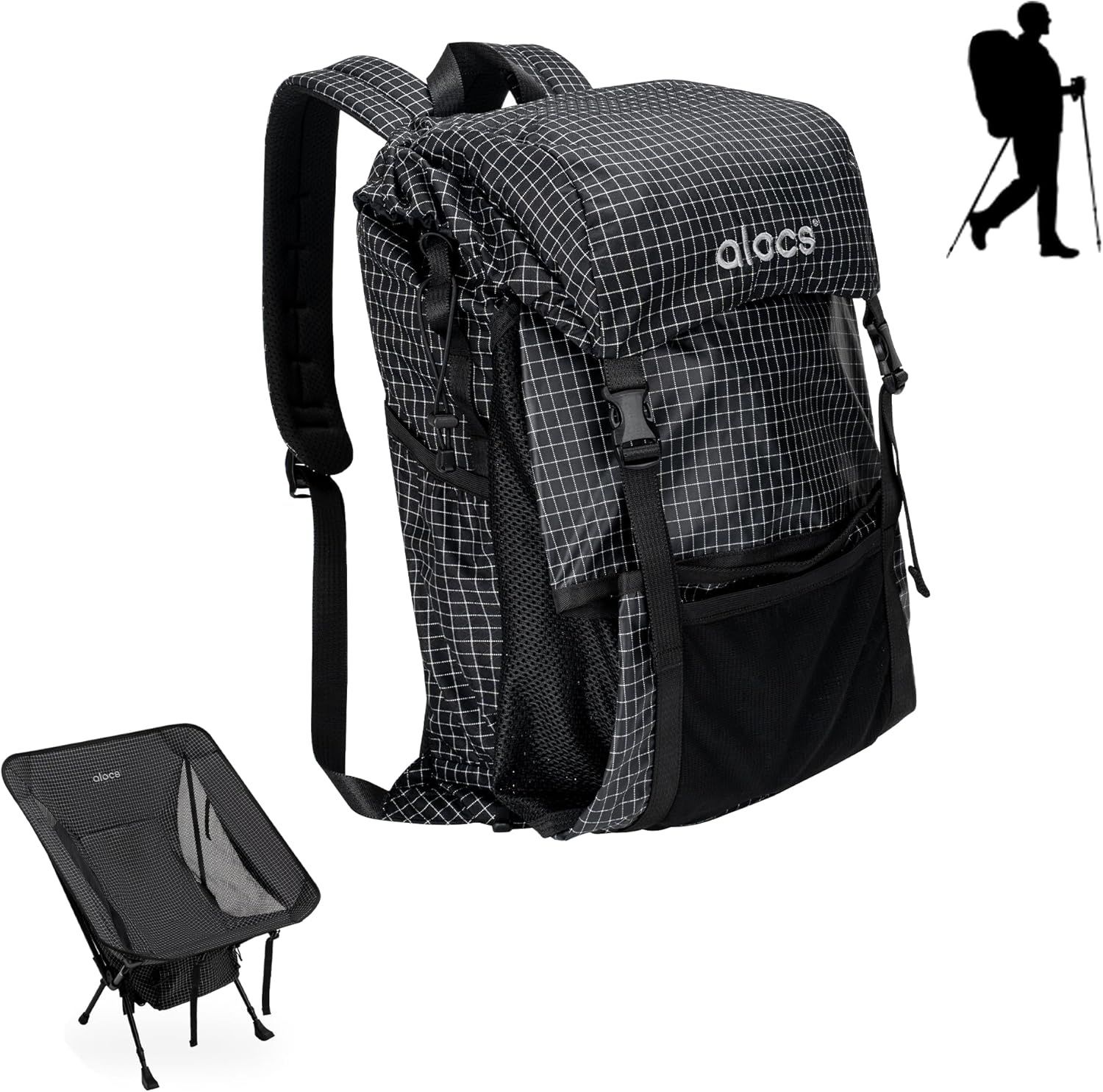 Alocs 3-in-1 Hiking Camping Backpack Chair with Trekking Poles, Lightweight Wearable Backpack Converts to a Portable Chair, Compact Foldable Seat for Backpacking, Climbing, Hunting, Outdoor Travel Alocs 3-in-1 Hiking Camping Backpack Chair with Trekking Poles, Lightweight Wearable Backpack Converts to a Portable Chair, Compact Foldable Seat for Backpacking, Climbing, Hunting, Outdoor Travel