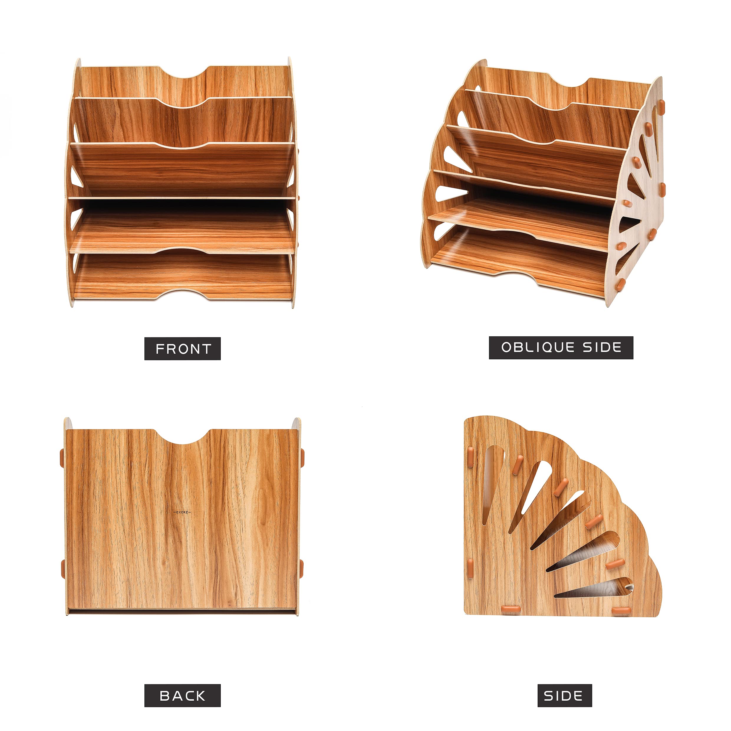 Exerz Wooden Filing Trays, Large Wood Office Desk Stationery Expanding