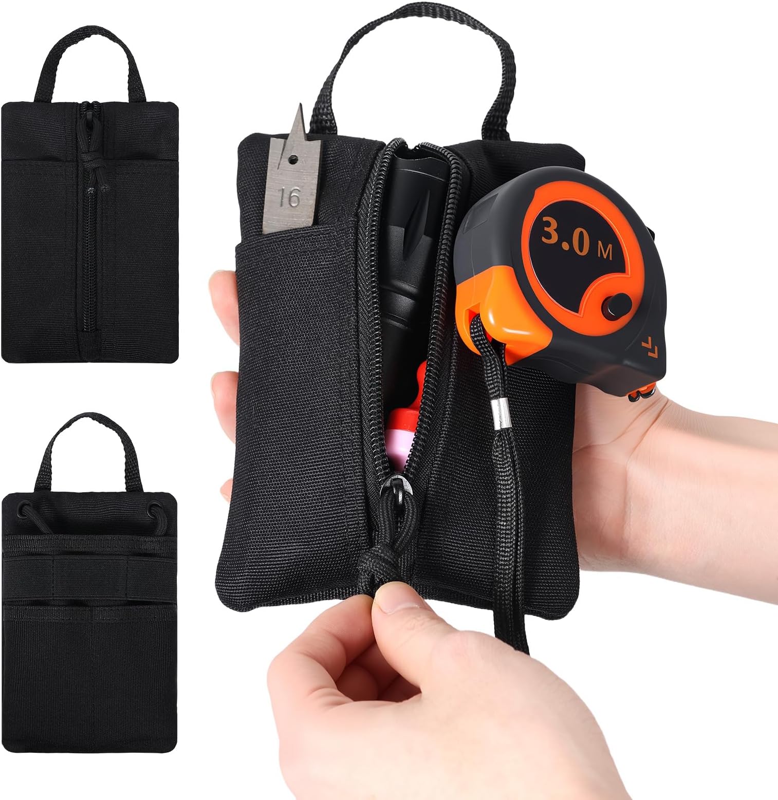 2 Pcs Platy Pocket Organizer, Sturdy EDC Tool Pouch for Men Neck Wallet with Paracord Lanyard Holds Flashlight Multitool Pen Notebook