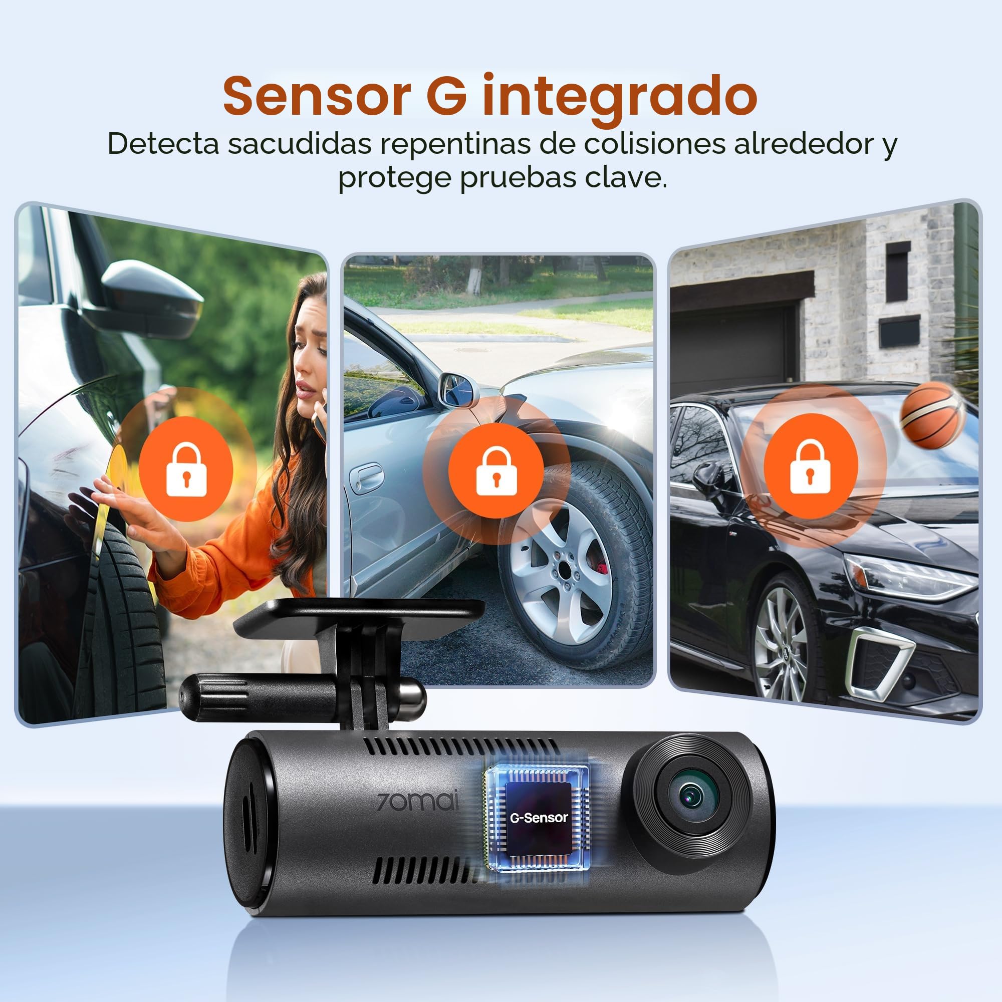 70mai Dash CAM M310 Plus 3K, 1620P Dashcam Auto, WiFi, Visión Nocturna, Detección de Movimiento, Grabación Time-Lapse, WDR, Grabación en Bucle, Modo Aparcamiento, WiFi, App, MAX 256 GB