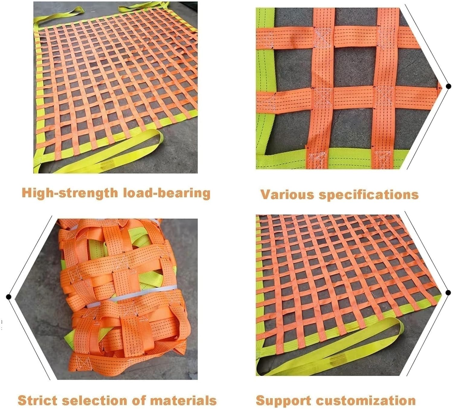 Lifting Net Cargo Net, Lifting Straps for Hoist,Cargo Lifting Sling Nets, Flat Polyester Sling Lifting Net, Safety Lifting Hanging Net, Load 0.3-3.5Ton(2 X 2M/Mesh 15cm/Load 2.5t)