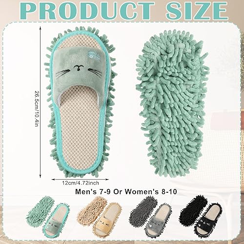 Miniatura 10 de 4 pares de pantuflas lavables de microfibra divertidos zapatos de trapeador pantuflas de limpieza de suelo pantuflas para mujeres y hombres hogar
