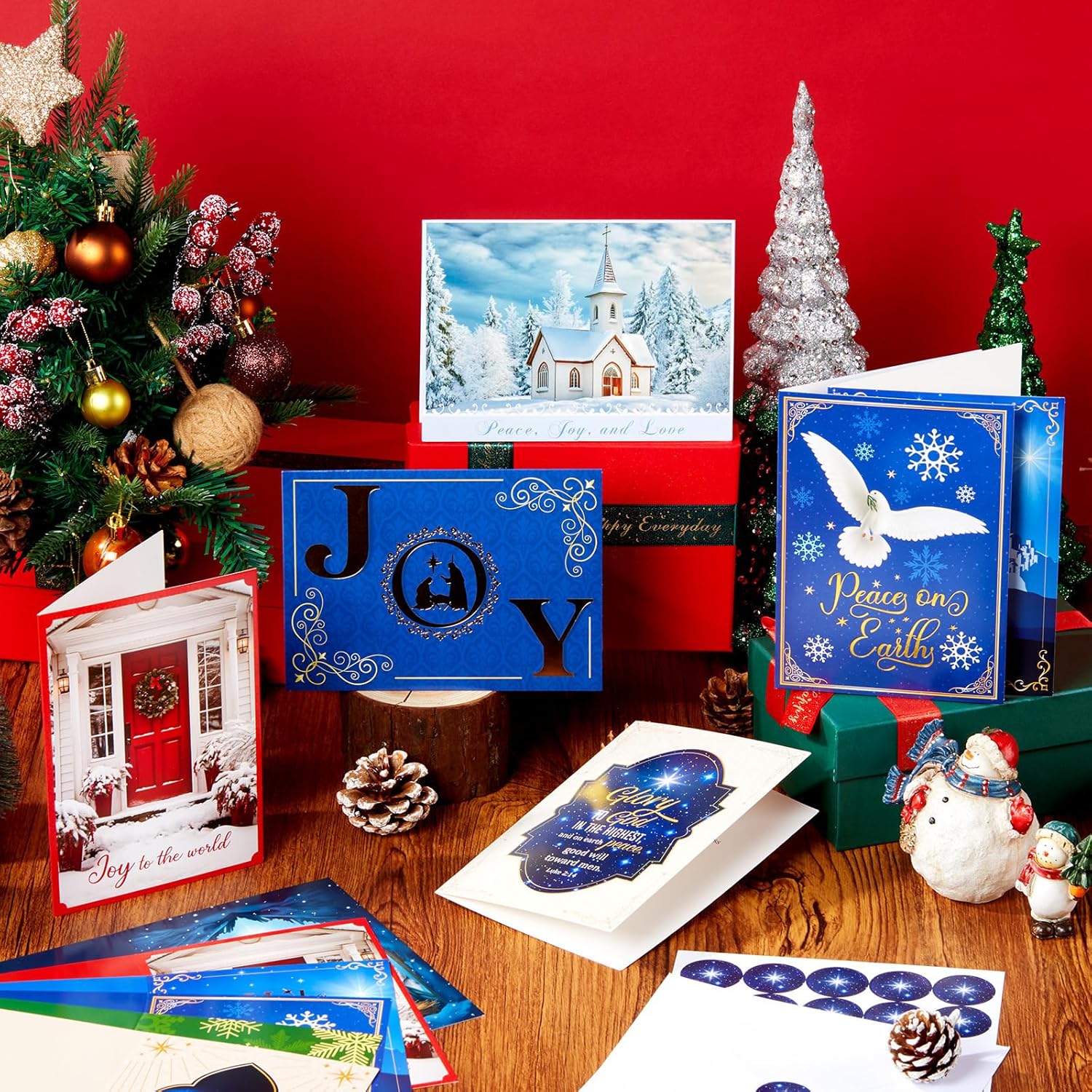 Zhanmai 100枚パック 宗教的なクリスマスカード キリスト教のクリスマスカード 封筒ステッカー付き 宗教的なキリスト降誕 ク