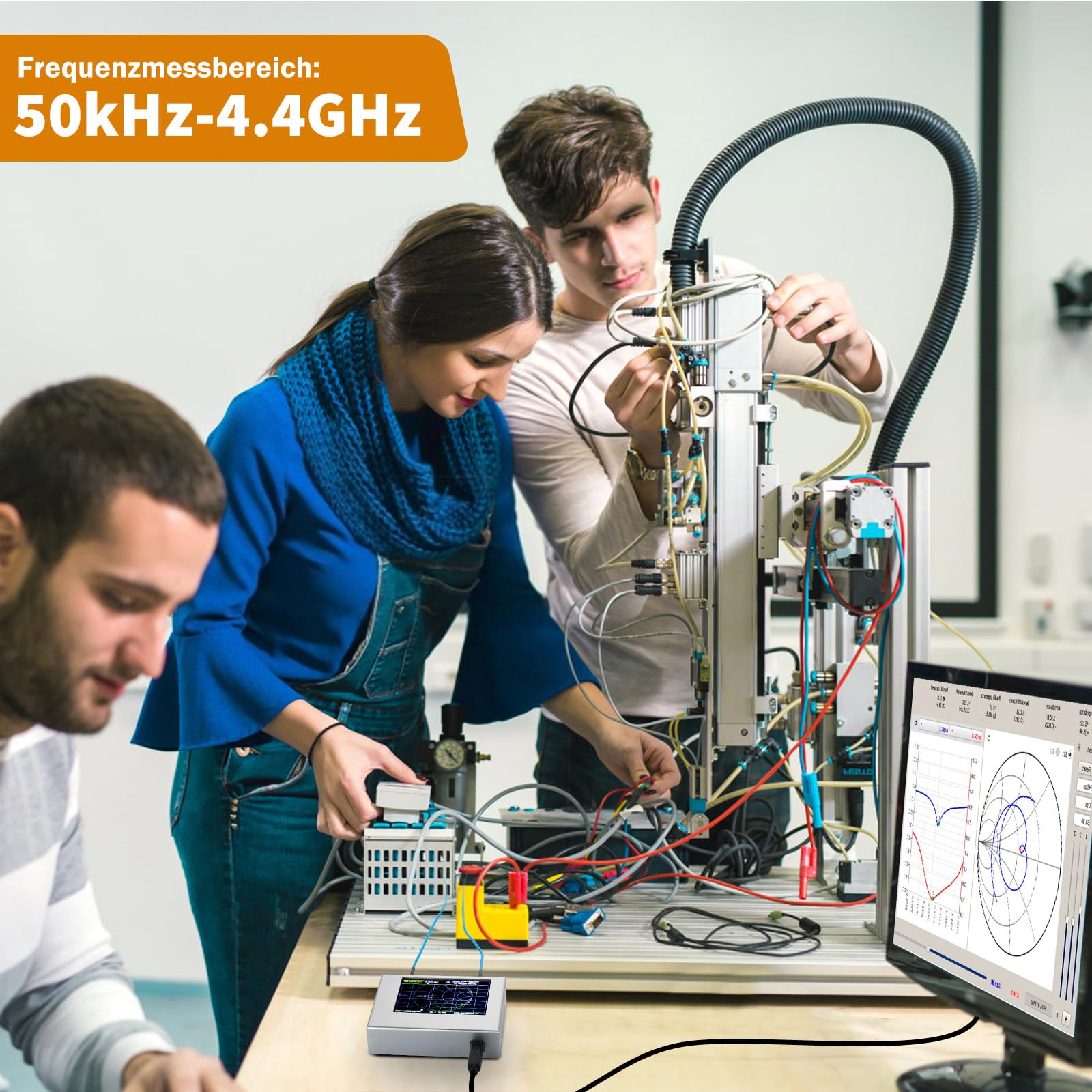 AURSINC NanoVNA V2 PLUS4 Vektor-Netzwerkanalysator, 4-Zoll 50kHz–4,4GHz HF/VHF/UHF Antennenanalysator, Messung von S-Parametern, SWR, Phase, Smith-Diagramm, mit 3200 mAh-Akku