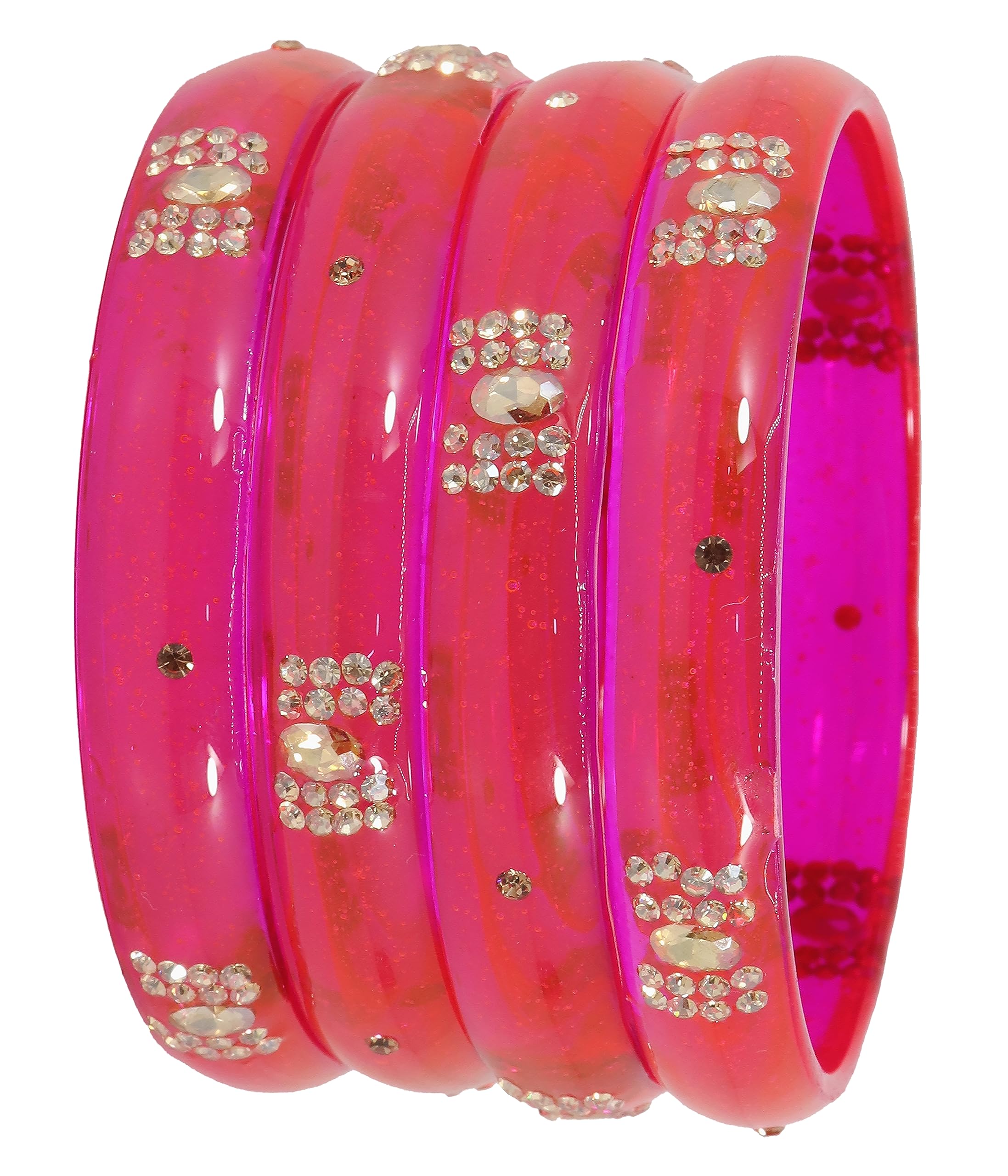 NMII Glass with Zircon Gesmtone Studded Bangles Bracelet Set For Girls and Women | Kada bangles| (Pack of 4), (GK34_Sonpari-Magenta-2.4) (B0CCSB192H) Amazon Price History, Amazon Price Tracker