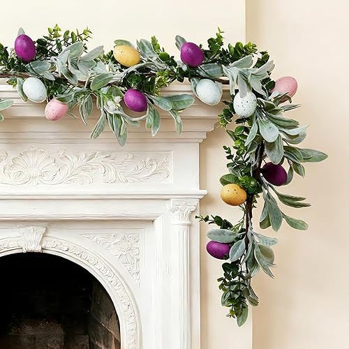 6FT Easter Garland, Easter Garland for Mantle, Artificial Spring Floral