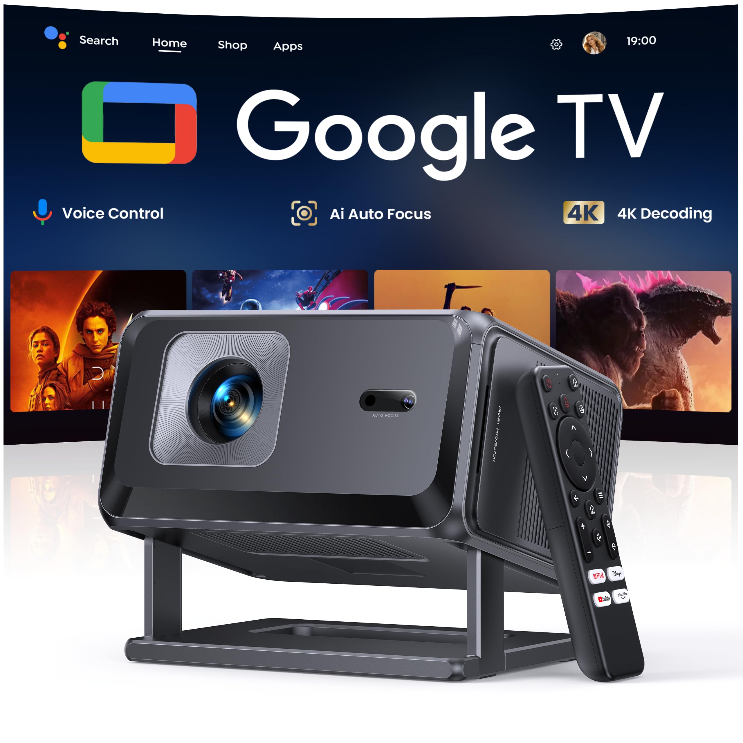 【最新Google TV 搭載】 プロジェクター 天井投影 1080P フルHD Amazon.co.jp: 【Google TV搭載·2025新型】Aurzen プロジェクター 家庭