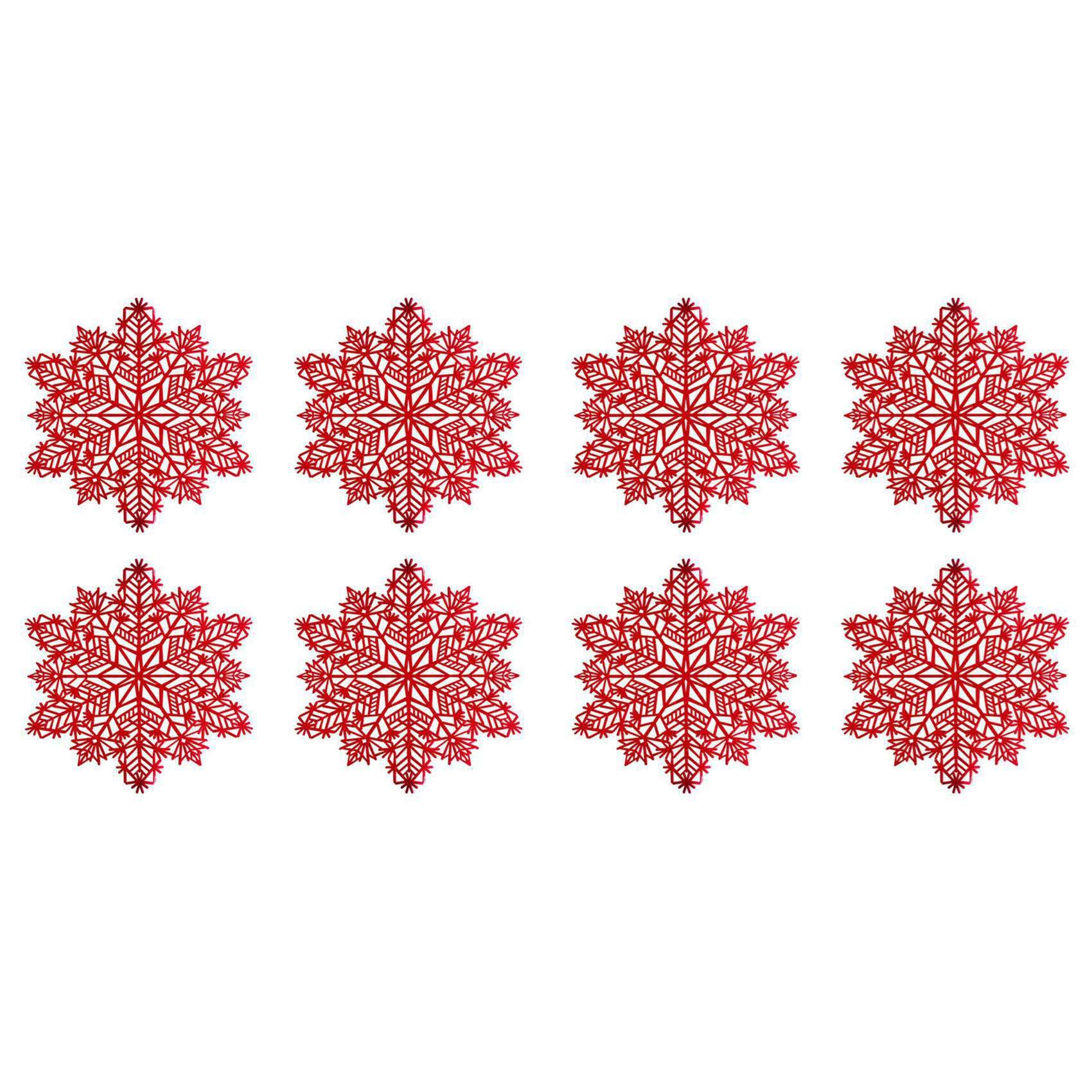 Hndhbfgrt 8X Snowflake Placemats Decorations Red Snowflake Tablemats Kitchen Table Mats for Christmas Holiday Wedding Decorative A