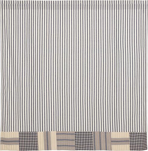 Miniatura 3 de Piper Classics Doylestown - Cortina de ducha azul con borde de bloque, 72 x 72 pulgadas, cuadros azules y crema, saco de grano y rayas de