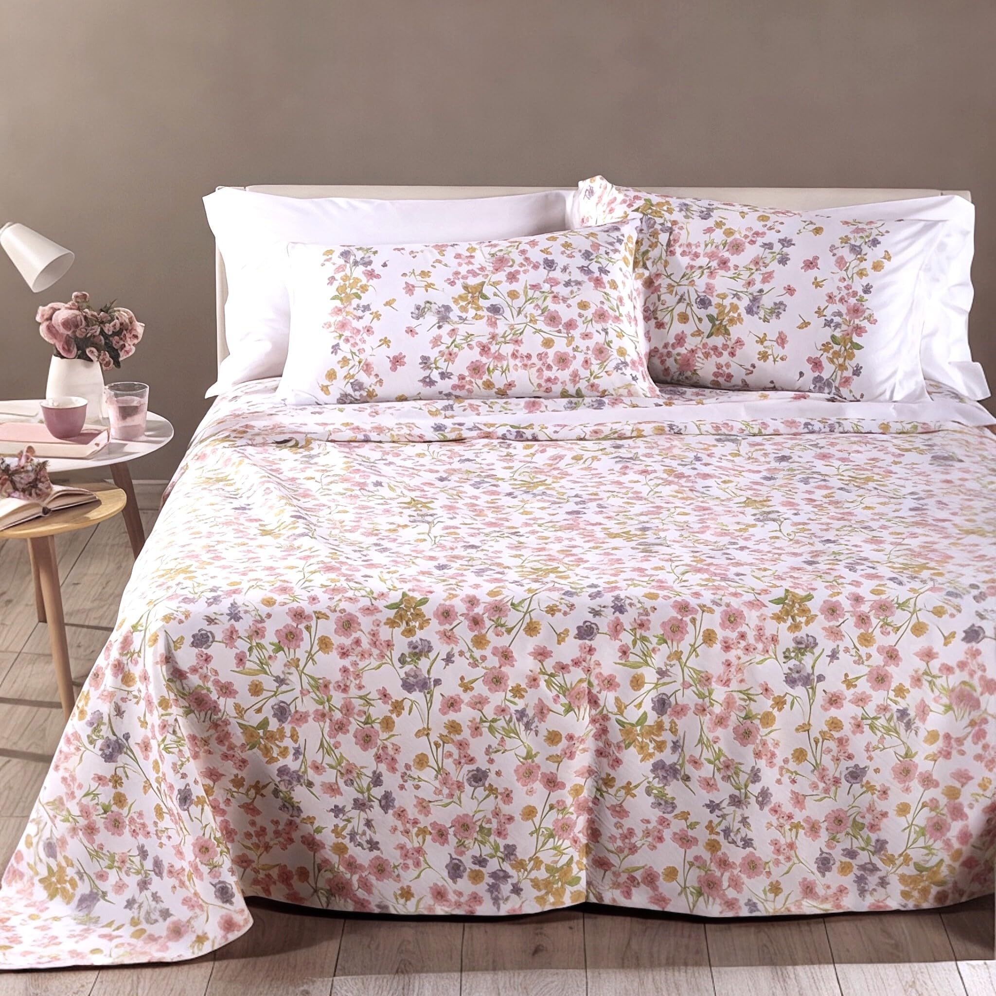 Caleffi Copriletto Matrimoniale Estivo 260x260 Cotone Piquet, Copriletto Matrimoniale Leggero Non Trapuntato Fantasia Floreale Provenza, Copriletto Letto Due Piazze (Rosa)
