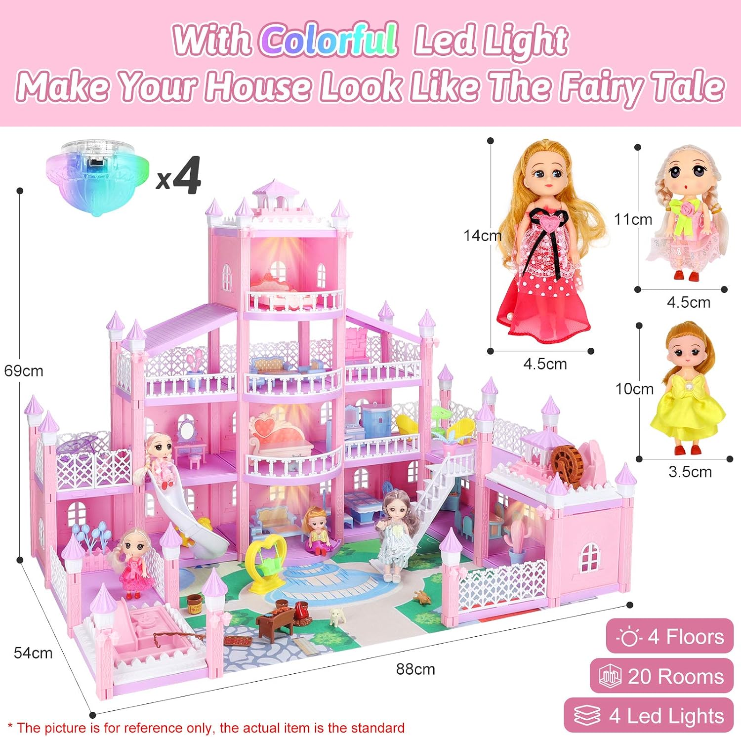Suреr Chеар 🛒 Dream House Doll House Kit, Dollhouse with LED Lights , 4 Floors with 3 Dolls/Doll Accessories /Pets/Furnitures DIY Pretend Play Large Doll House Building Toys Playset House, Gift for Girls Toddlers Exсluѕіvе Dіѕсоunt 60% Prісе Dream House Doll House Kit, Dollhouse with LED Lights , 4 Floors with 3 Dolls/Doll Accessories /Pets/Furnitures DIY Pretend Play Large Doll House Building Toys Playset House, Gift for Girls Toddlers